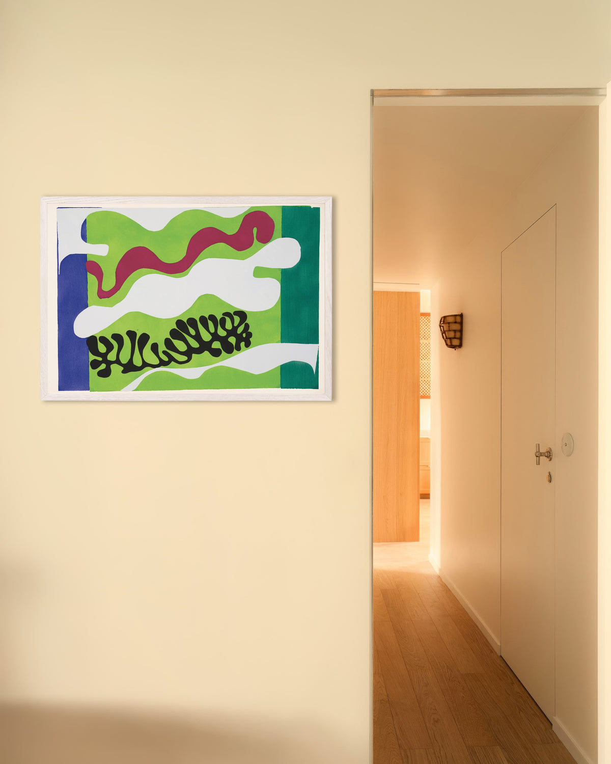 Plakat „Laguna w zieleni (Jazz, 1947) Henri Matisse’a” w białej drewnianej ramie