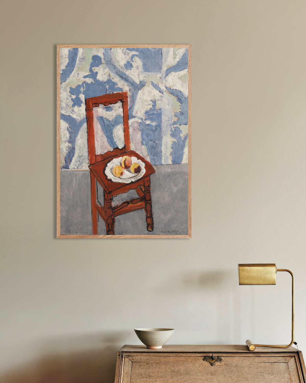 Plakat Krzesło z Lotaryngii (1919) autorstwa Henri Matisse’a w ramie z naturalnego drewna