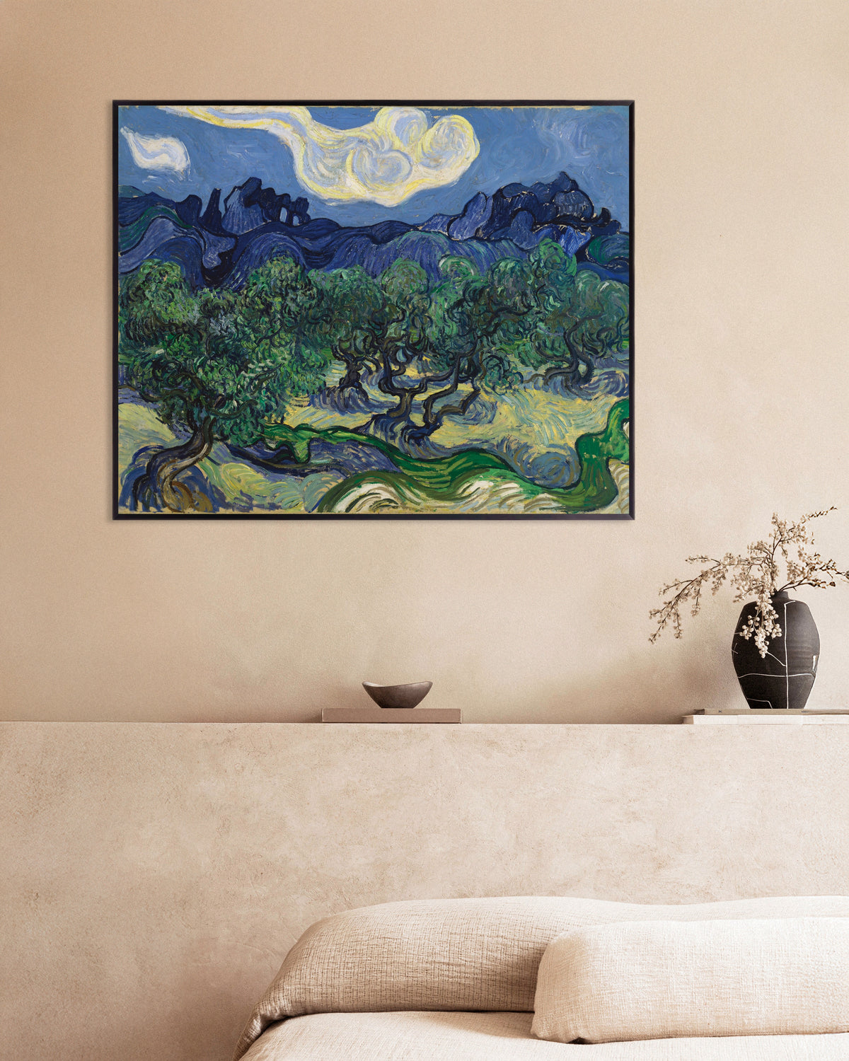 Plakat Drzewa oliwne (1889) Vincenta van Gogha w metalowej ramie