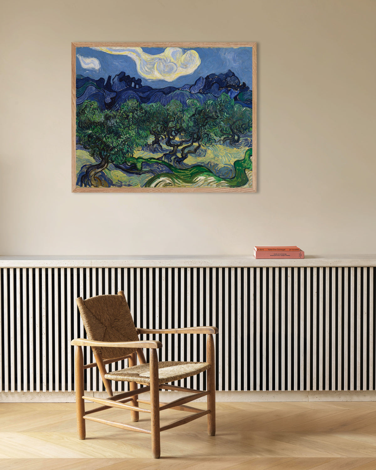 Plakat Drzewa oliwne (1889) Vincenta van Gogha w ramie z naturalnego drewna
