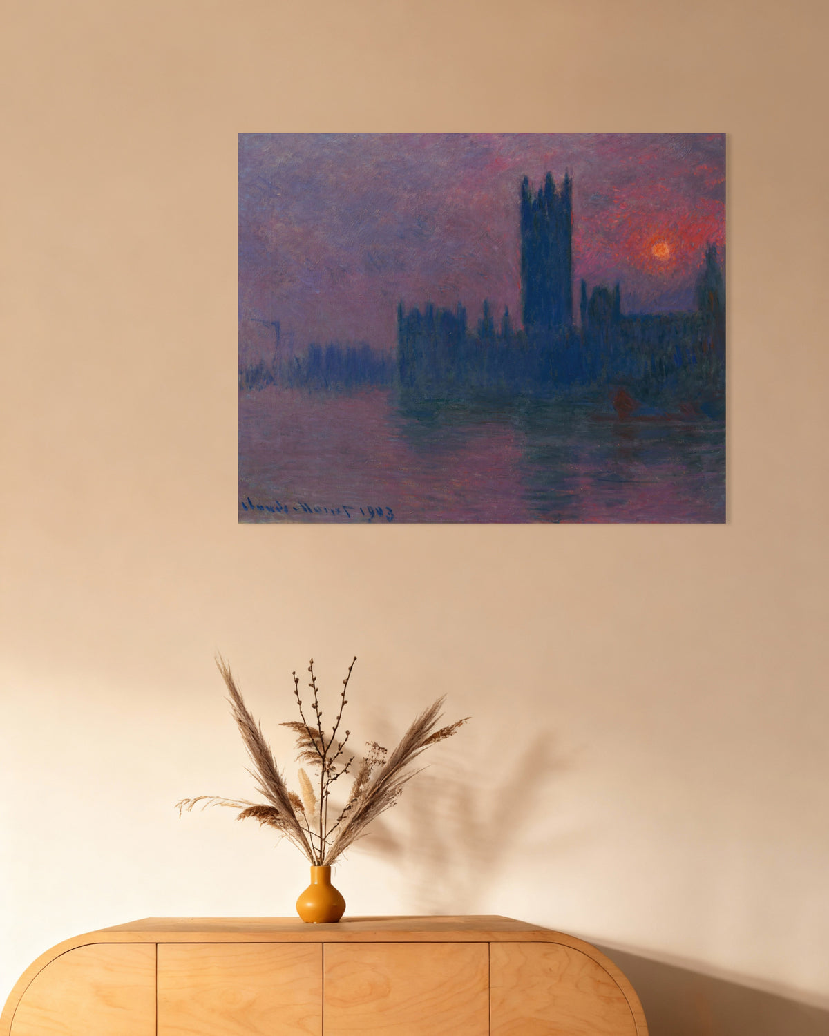 Plakat Parlament, zachodzące słońce (1900–1903), Claude Monet