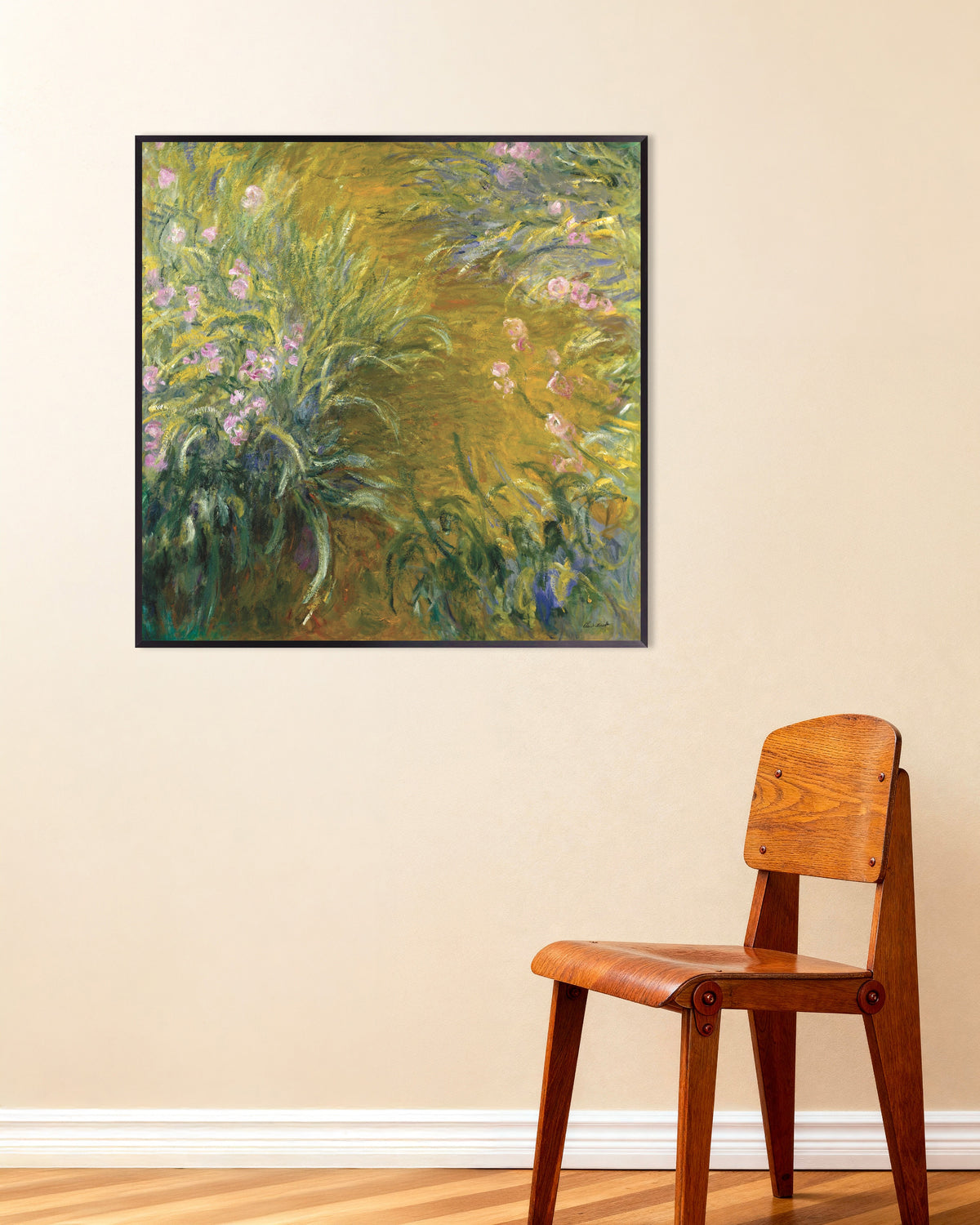Plakat Ścieżka wśród irysów (1914–1917), Claude Monet, w metalowej ramie