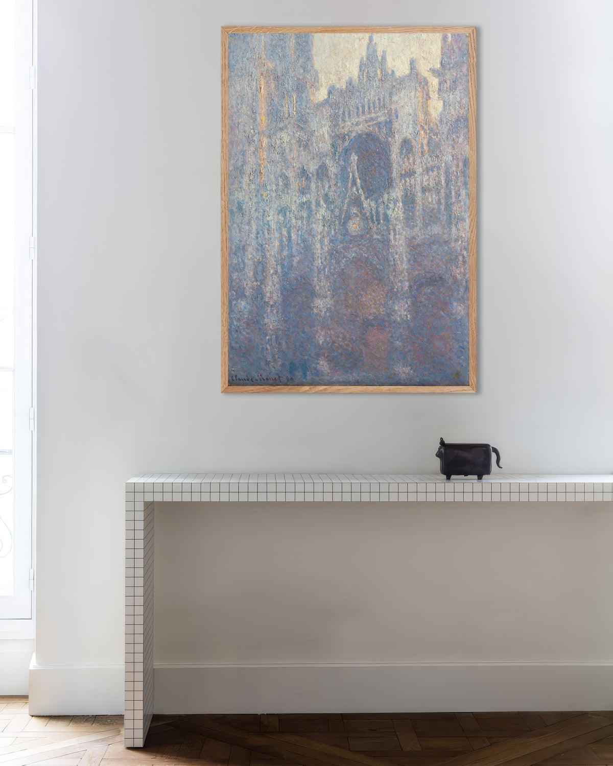 Plakat Portal katedry w Rouen w porannym świetle (1894), Claude Monet, w ramie z naturalnego drewna
