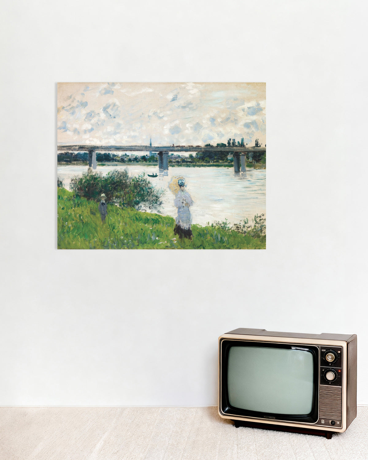Plakat Spacer przy moście kolejowym, Argenteuil (1874), Claude Monet