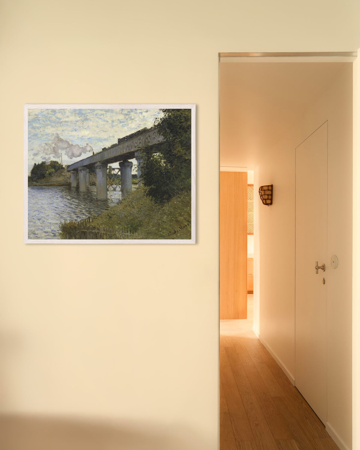 Plakat Most kolejowy w Argenteuil (1873–1874), Claude Monet, w białej drewnianej ramie