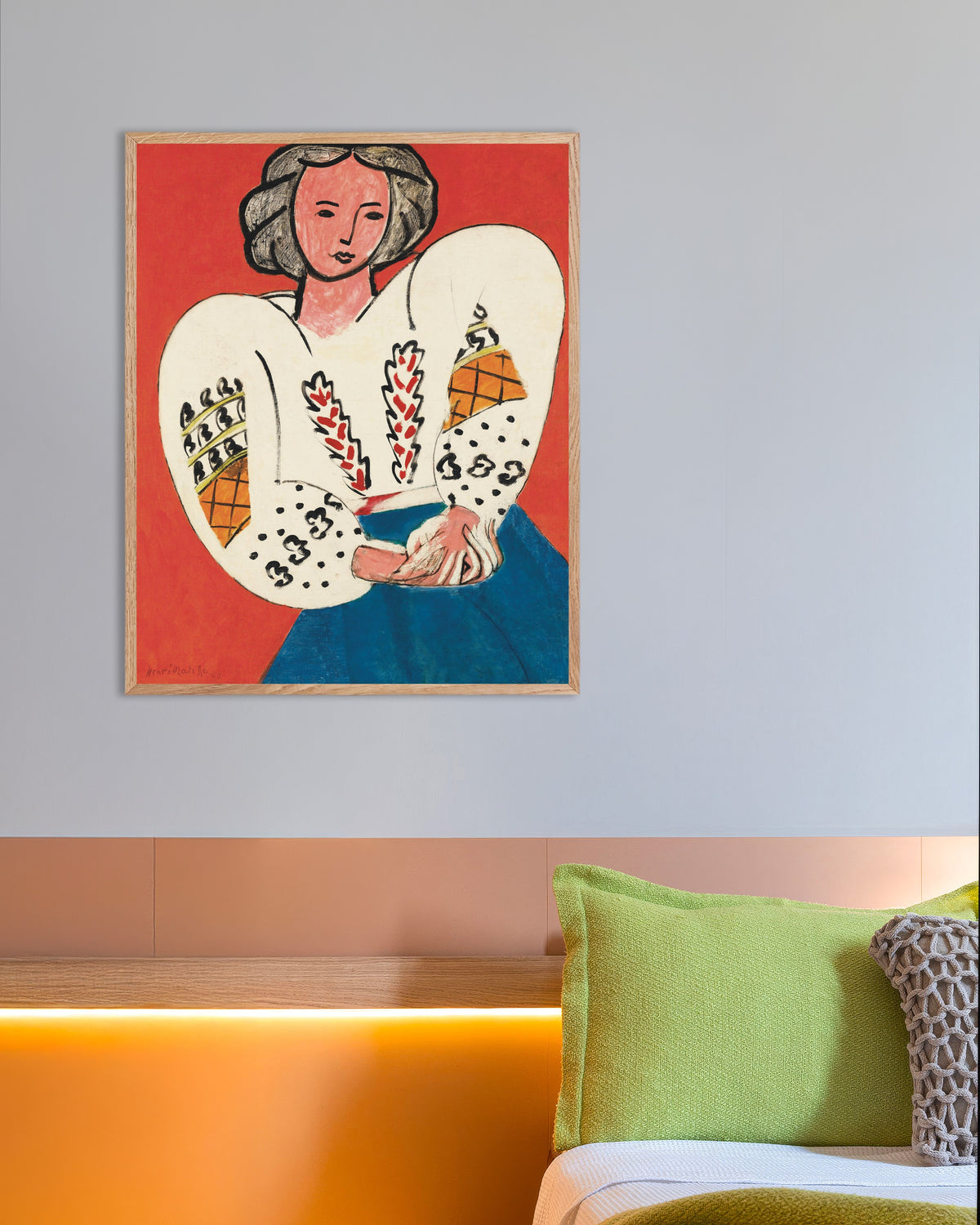 Plakat „Rumuńska bluzka (1940), Henri Matisse” w ramie z naturalnego drewna