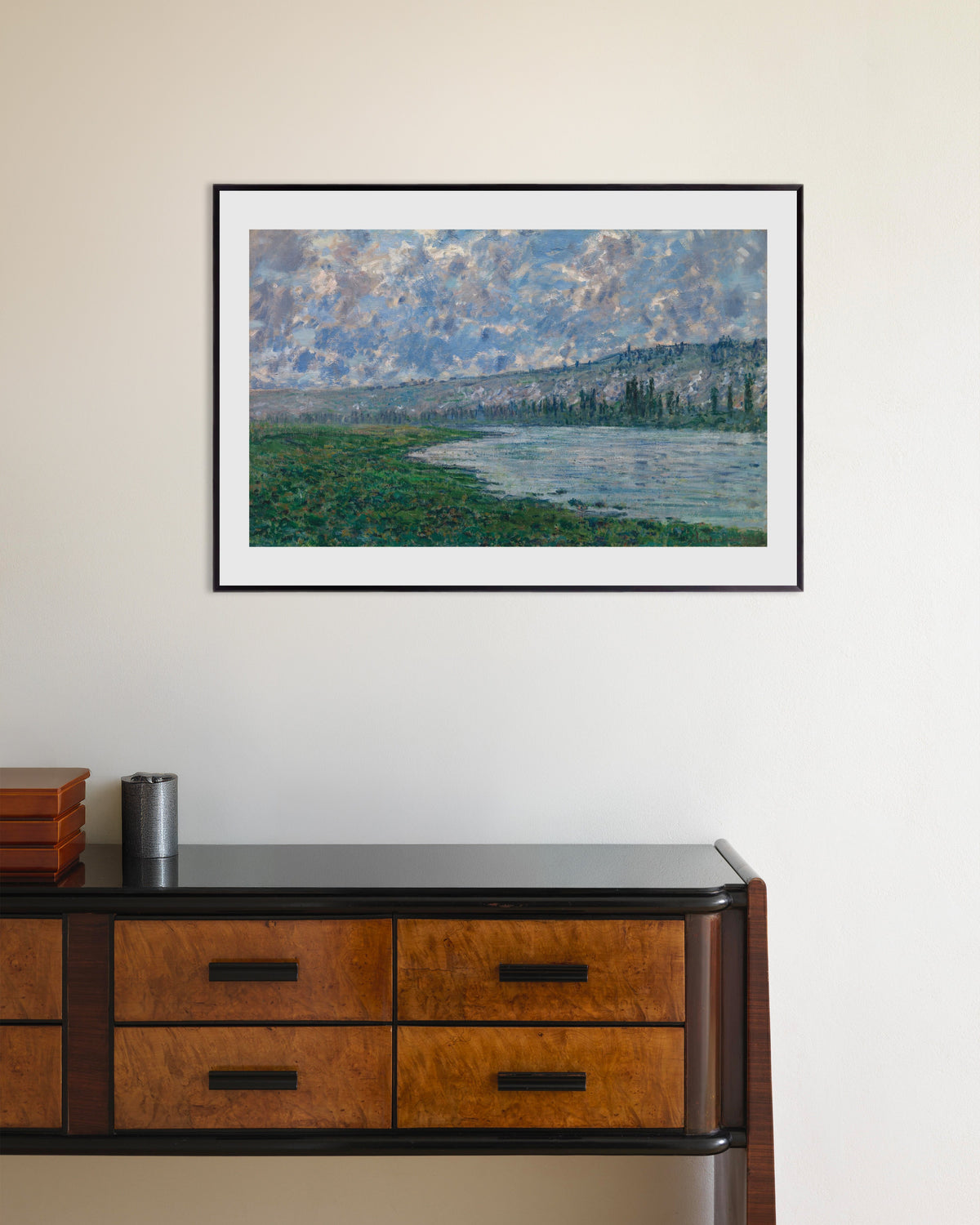Plakat Sekwana w Vétheuil (1880), Claude Monet, w metalowej ramie