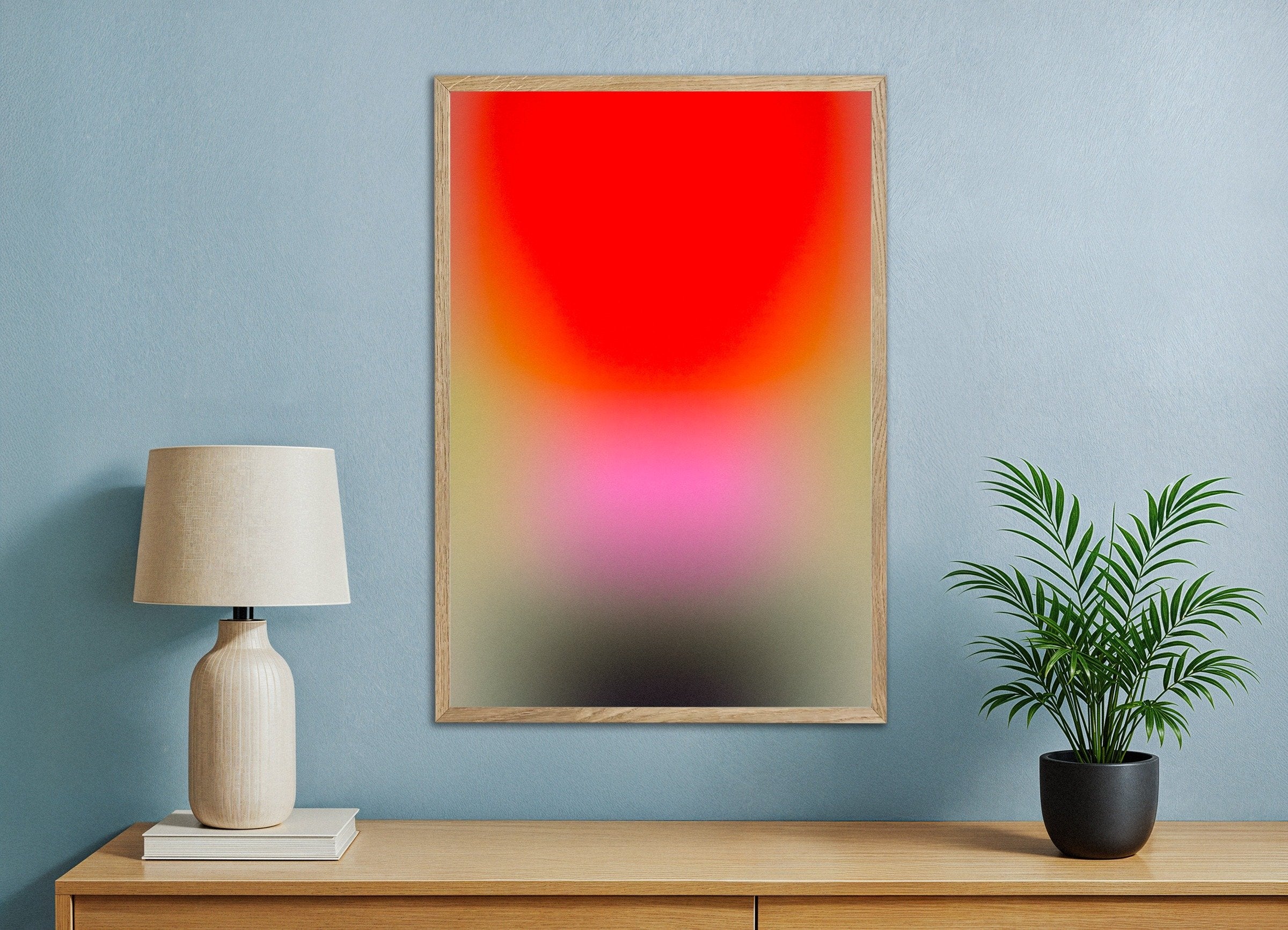 Poster of Time softens everything - colors gradient, with natural wooden frame