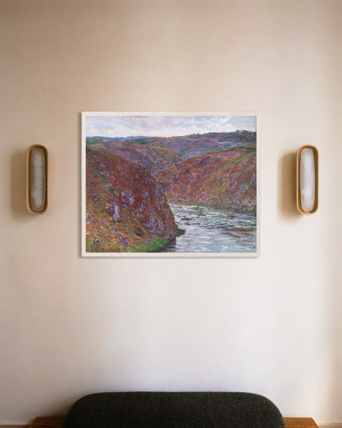 Plakat Dolina Creuse, szary dzień (1889), Claude Monet, w białej drewnianej ramie