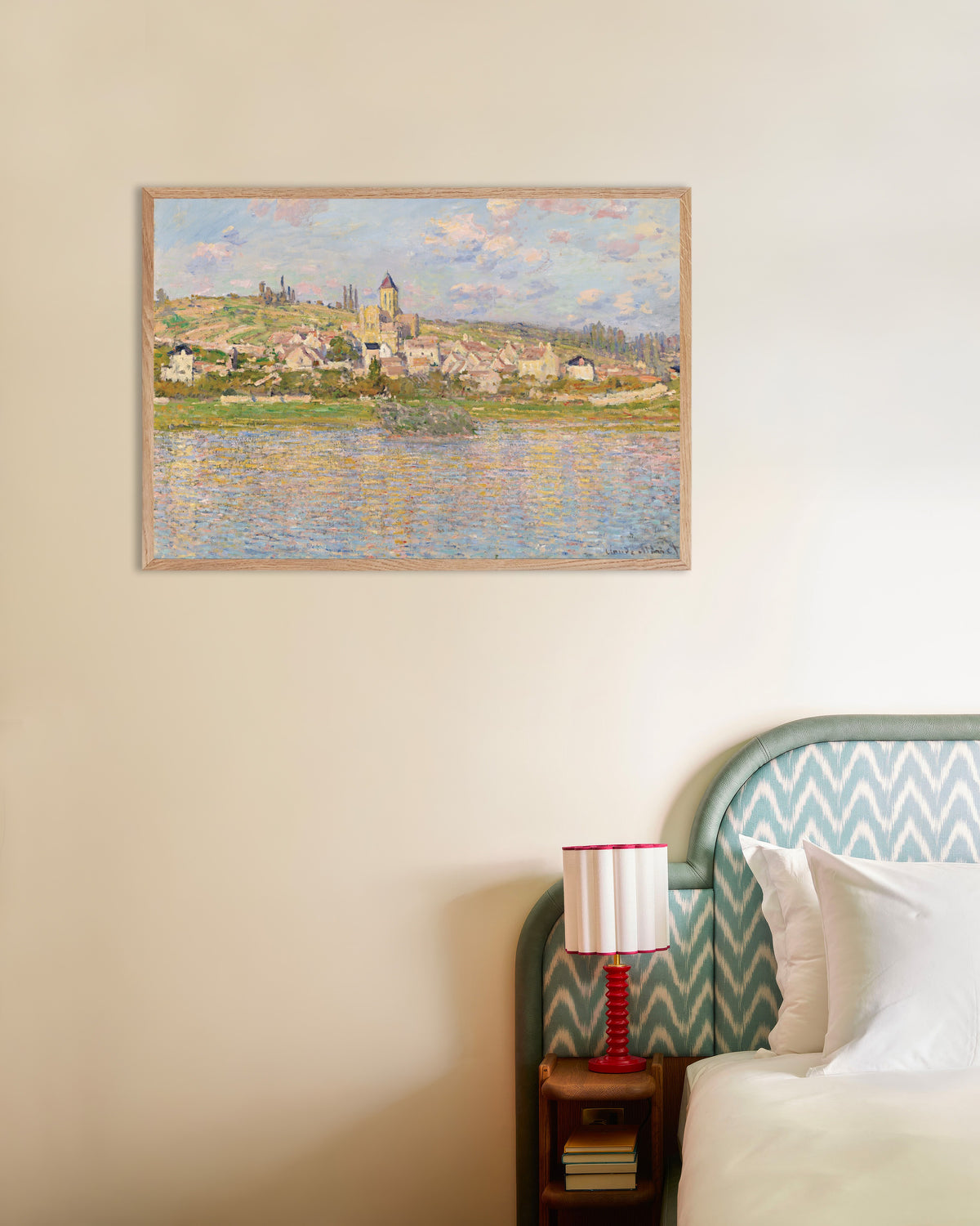 Plakat Vétheuil, Claude Monet, w ramie z naturalnego drewna