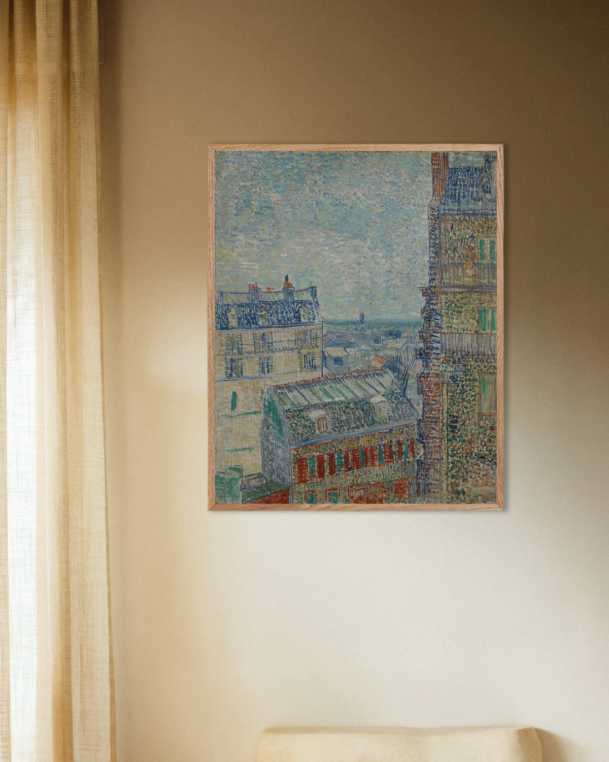 Plakat „Widok z apartamentu Theo (1887), Vincent van Gogh” w naturalnej drewnianej ramie