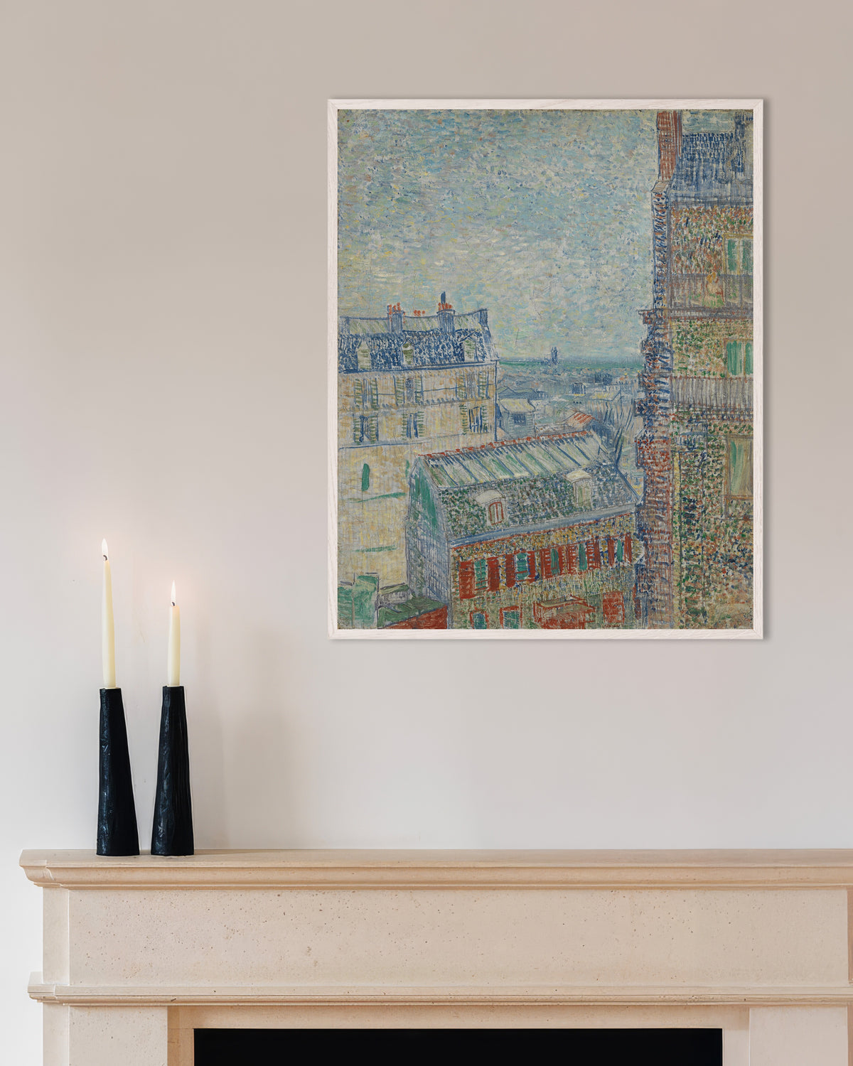 Plakat „Widok z apartamentu Theo (1887), Vincent van Gogh” w białej drewnianej ramie