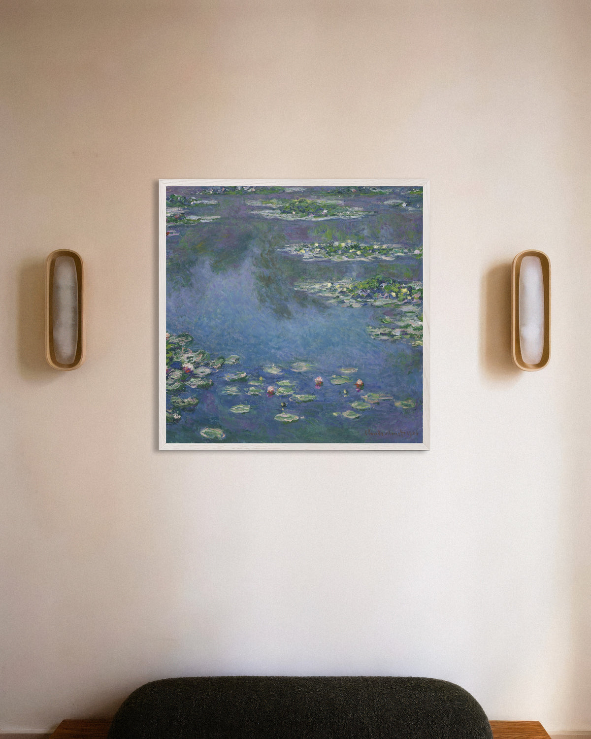 Plakat Nenufary (1906), Claude Monet, w białej drewnianej ramie