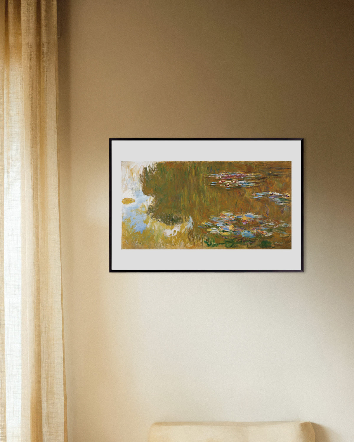Plakat Staw z nenufarami i odbiciem wierzby (ok. 1917–1919), Claude Monet, w metalowej ramie
