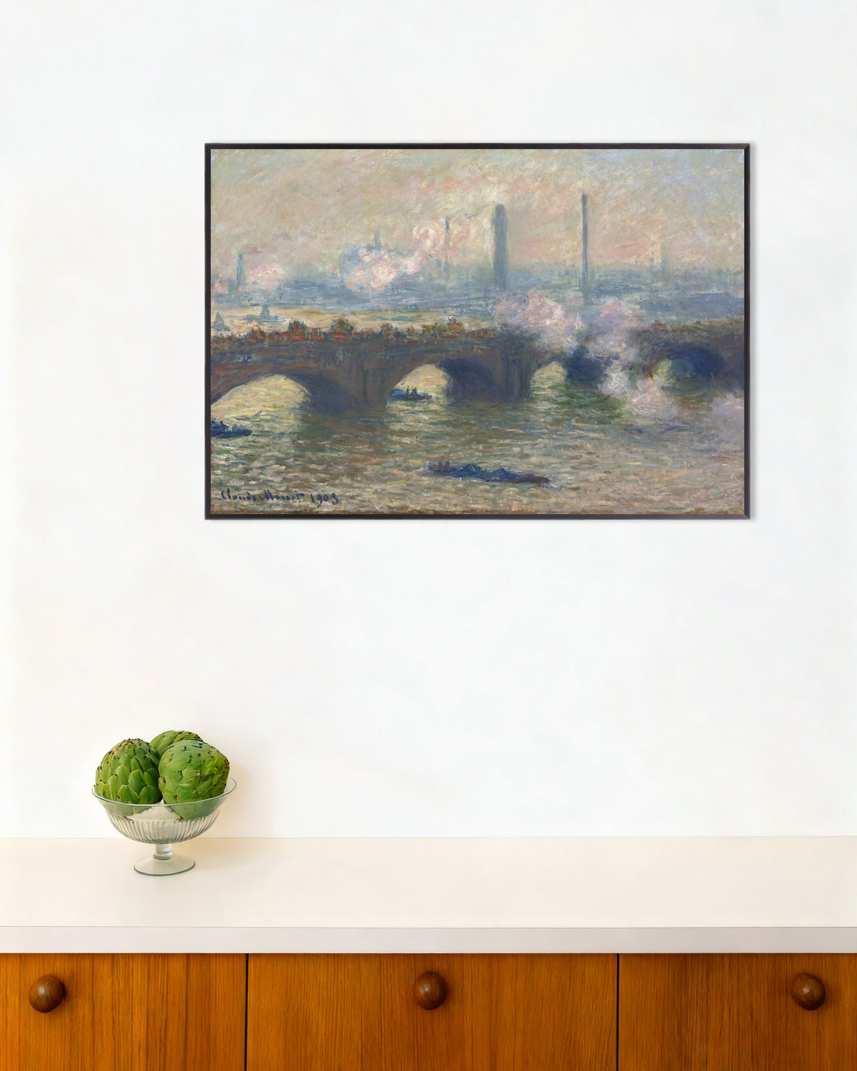 Plakat Most Waterloo, szary dzień (1903), Claude Monet, w metalowej ramie
