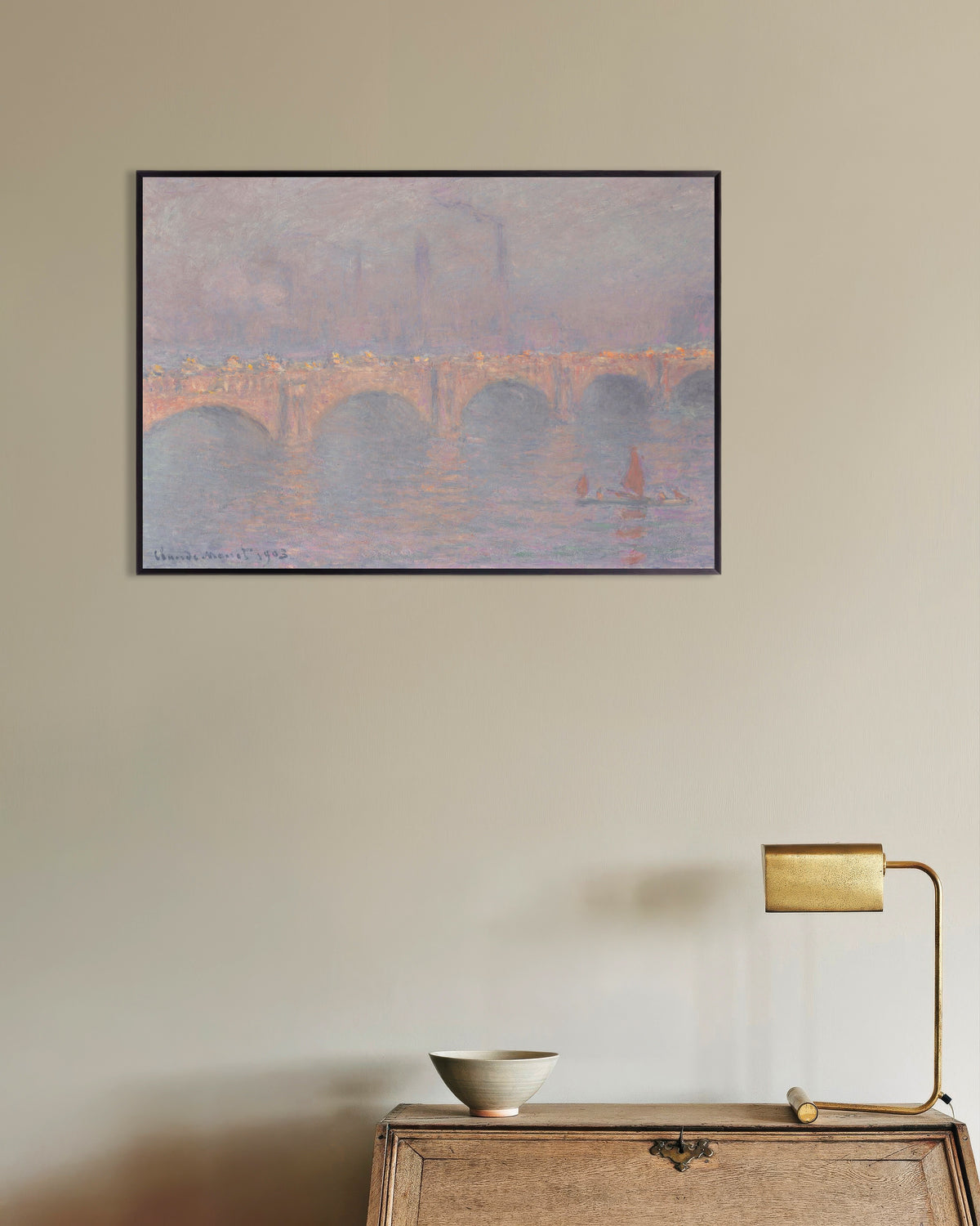 Plakat Most Waterloo, zamglone słońce (1899–1903), Claude Monet, w metalowej ramie