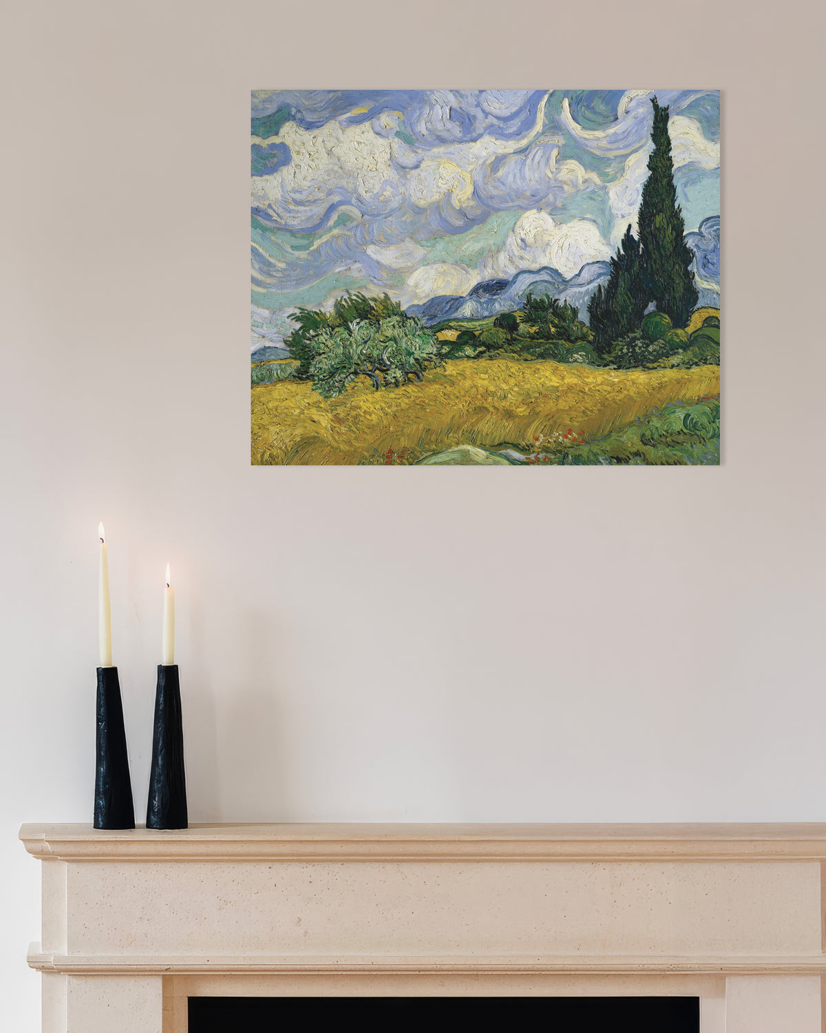 Plakat „Pole pszenicy z cyprysami (1889), Vincent van Gogh”