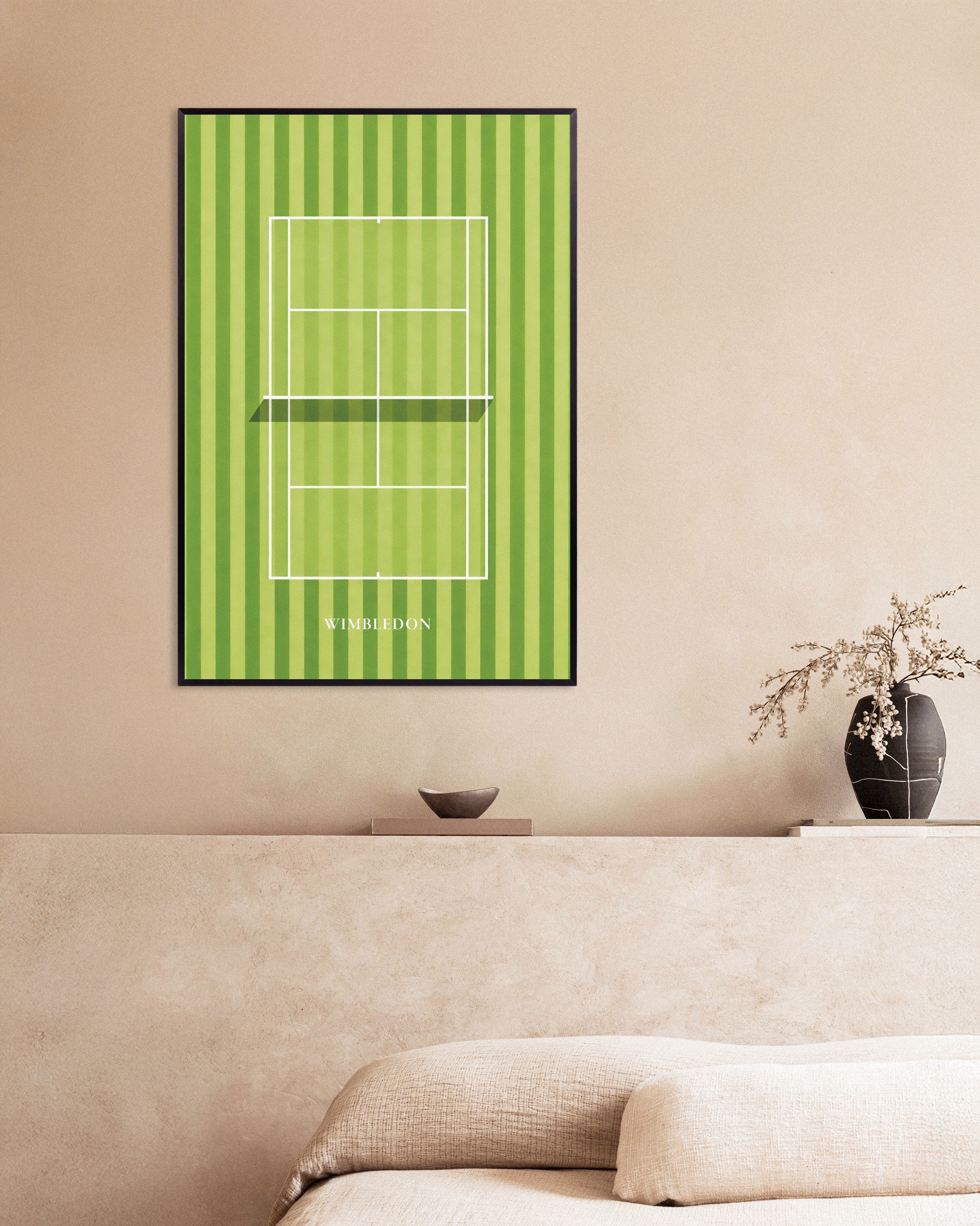 Poster of Wimbledon poster – Grass court tennis art print, with metal frame