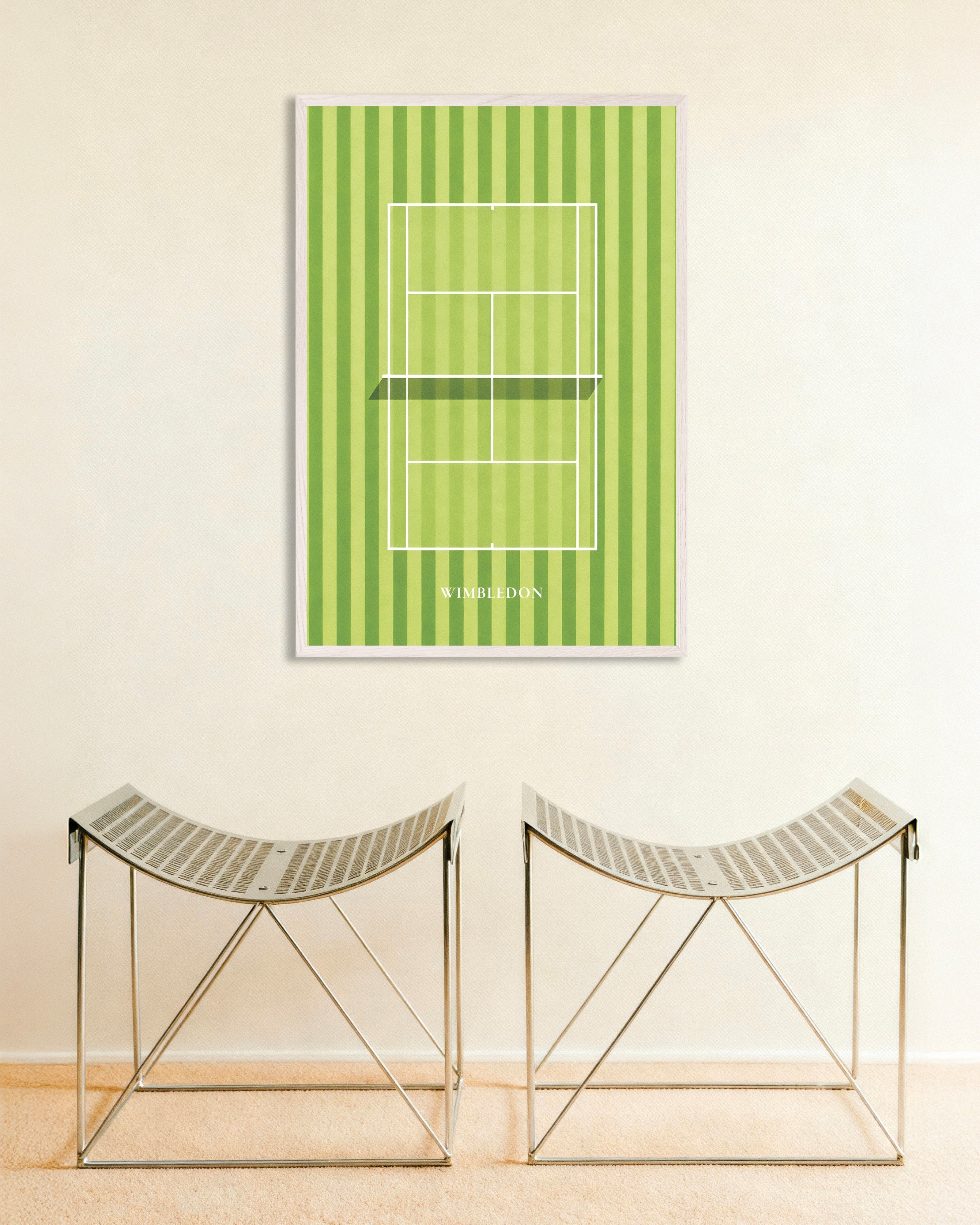 Poster of Wimbledon poster – Grass court tennis art print, with white wooden frame