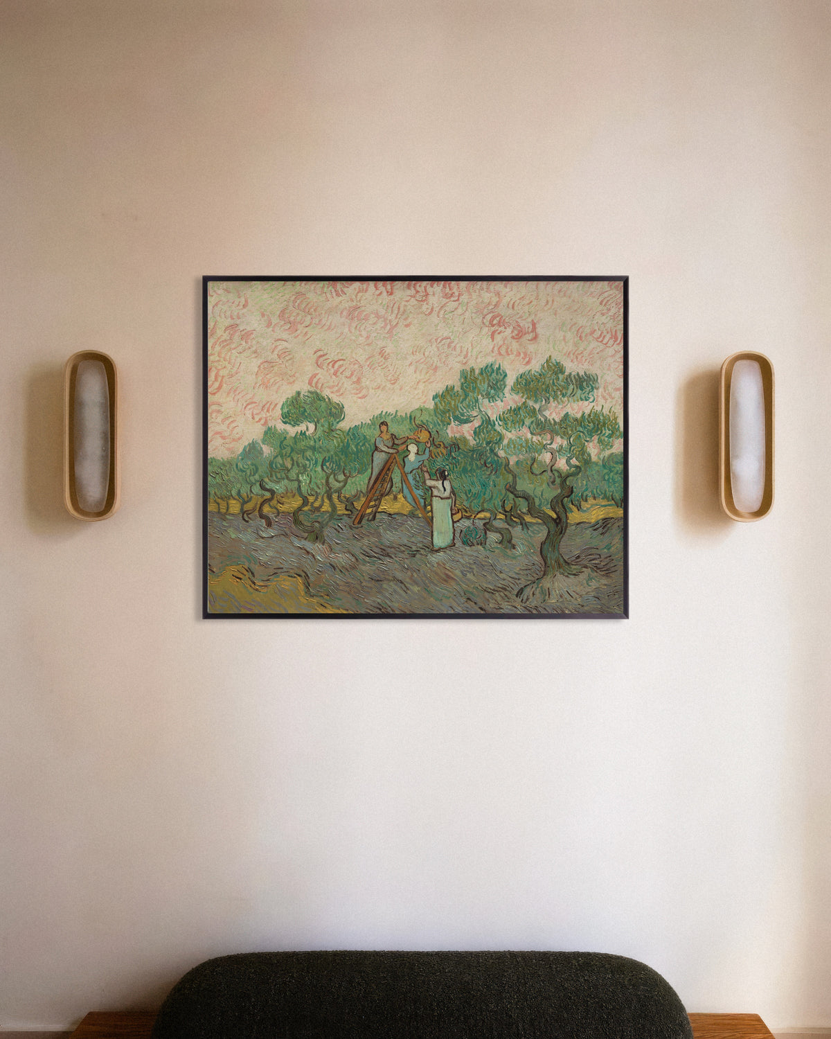 Plakat „Kobiety zbierające oliwki (1889), Vincent van Gogh” w metalowej ramie
