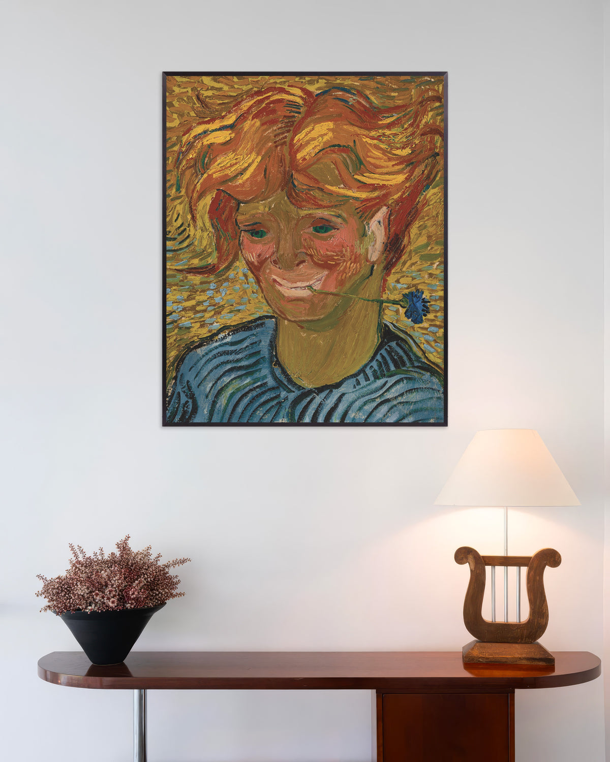 Plakat „Młody mężczyzna z chabrem (1890), Vincent van Gogh” w metalowej ramie