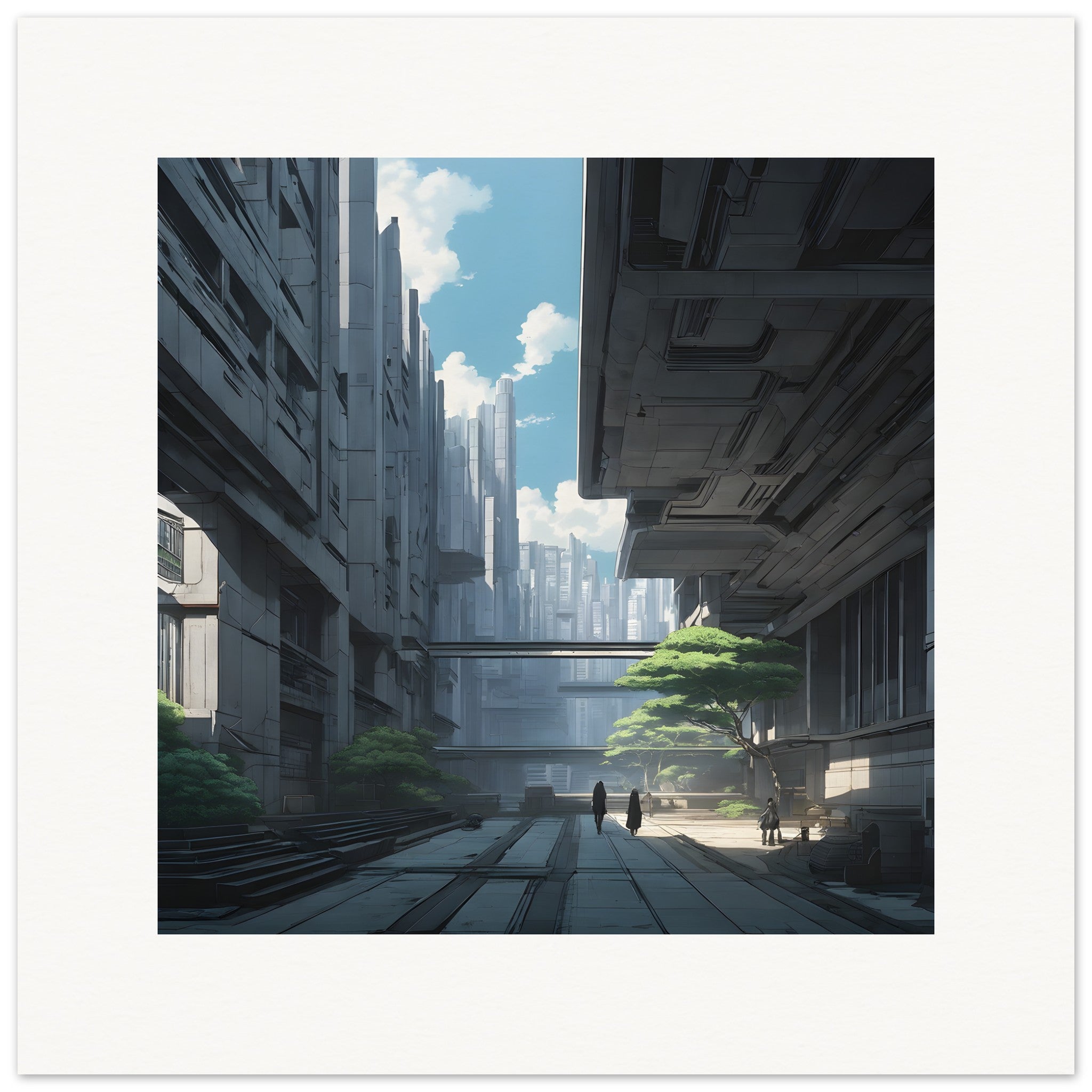 Duch w muszli, architektura brutalistyczna, miasto - Plakat