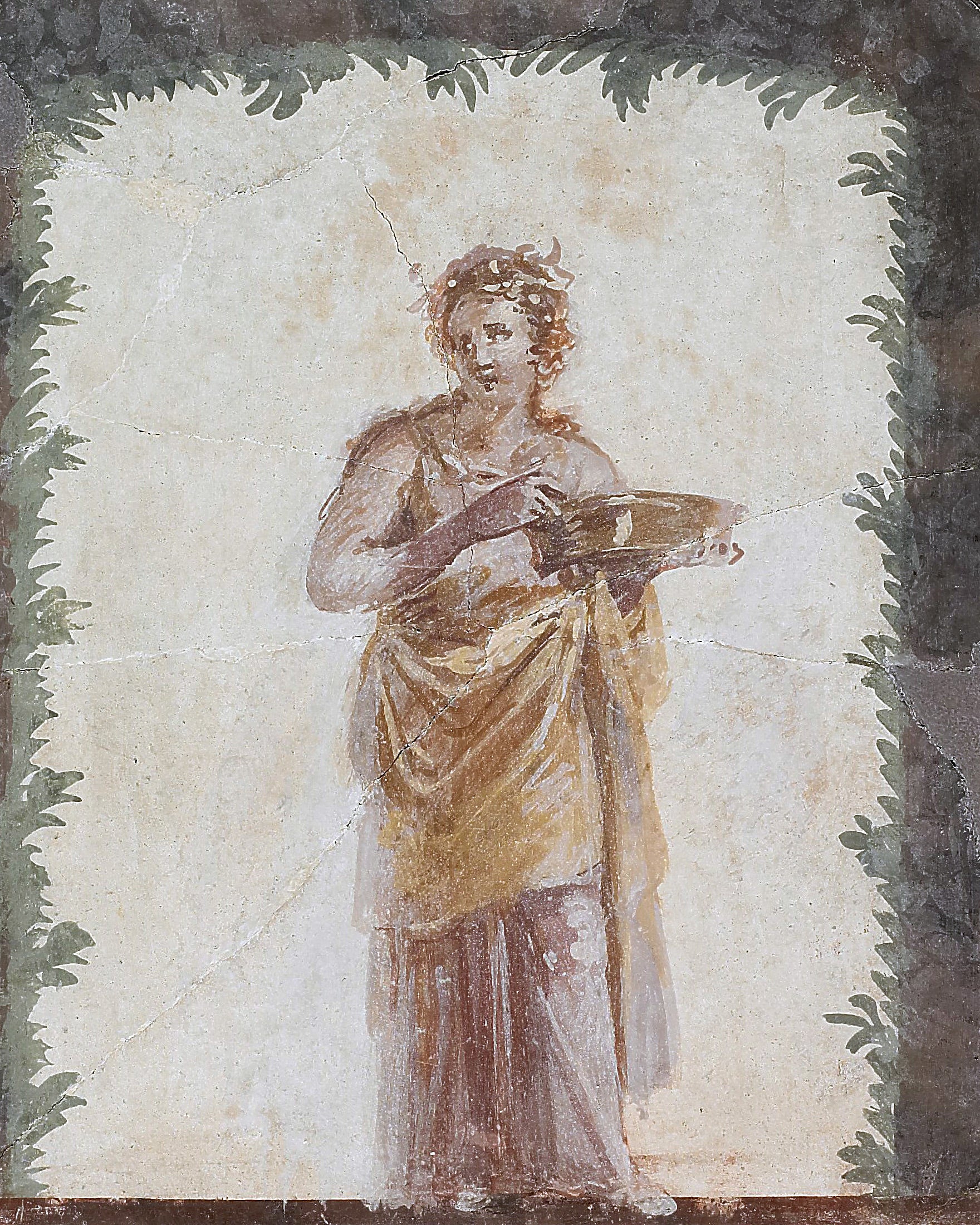 Fragment fresku z Pompejów z menadą i pawiem plakat