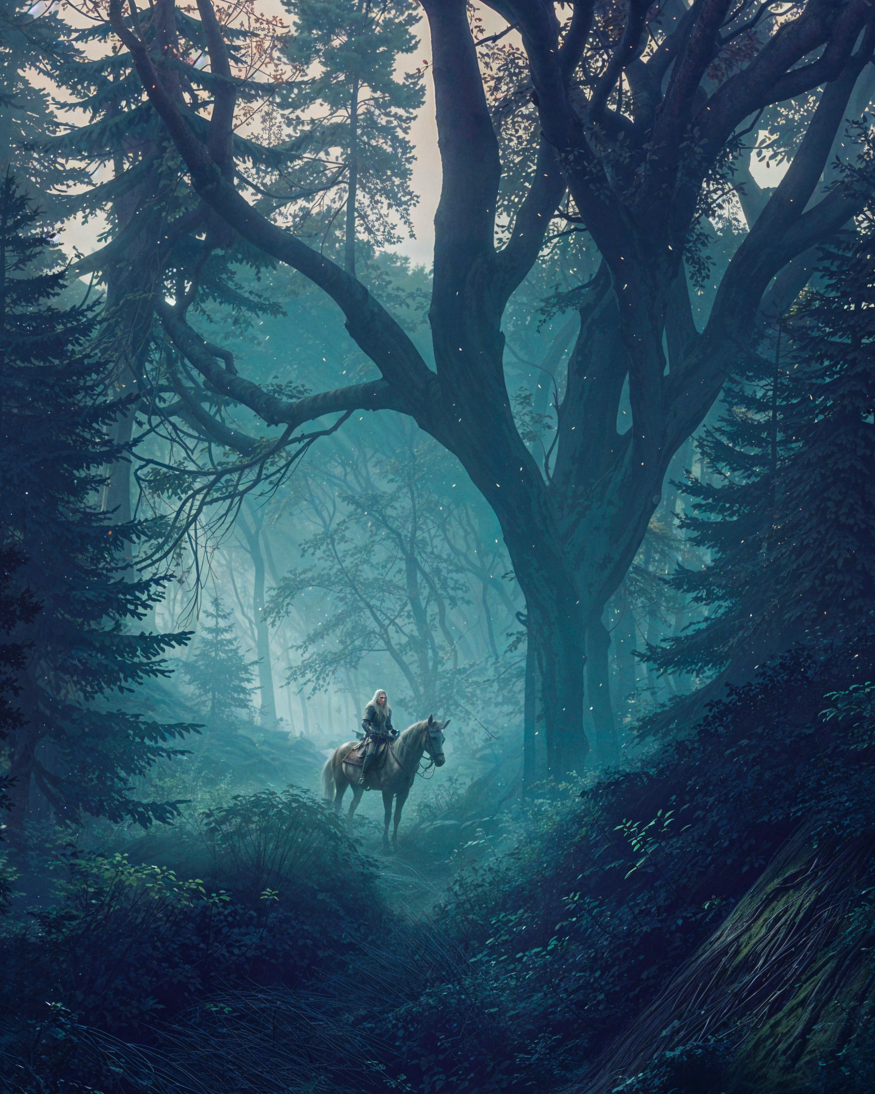 The Witcher, ciemny las, fan art - Plakat