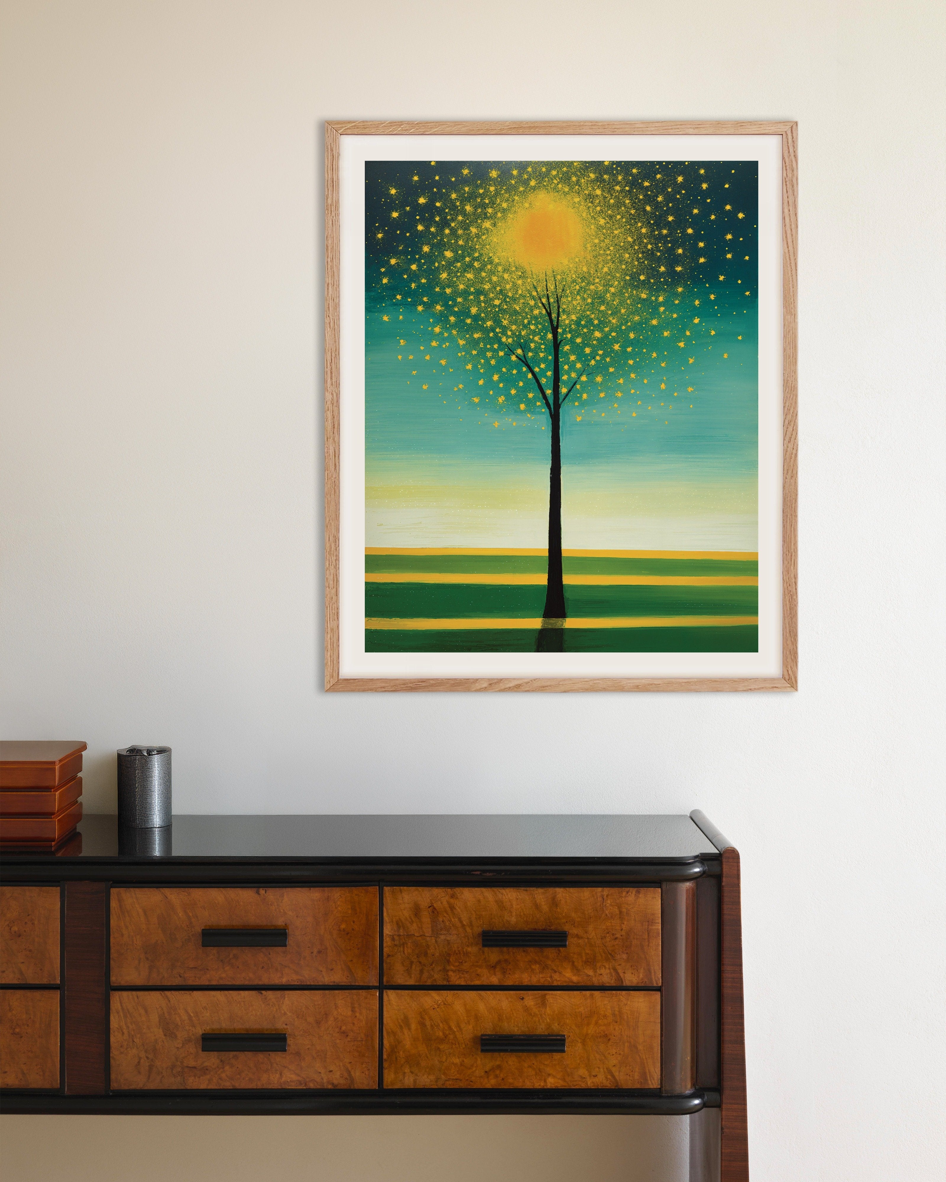 Poster of Abstract expressionism, magical tree - Poster, with natural wooden frame