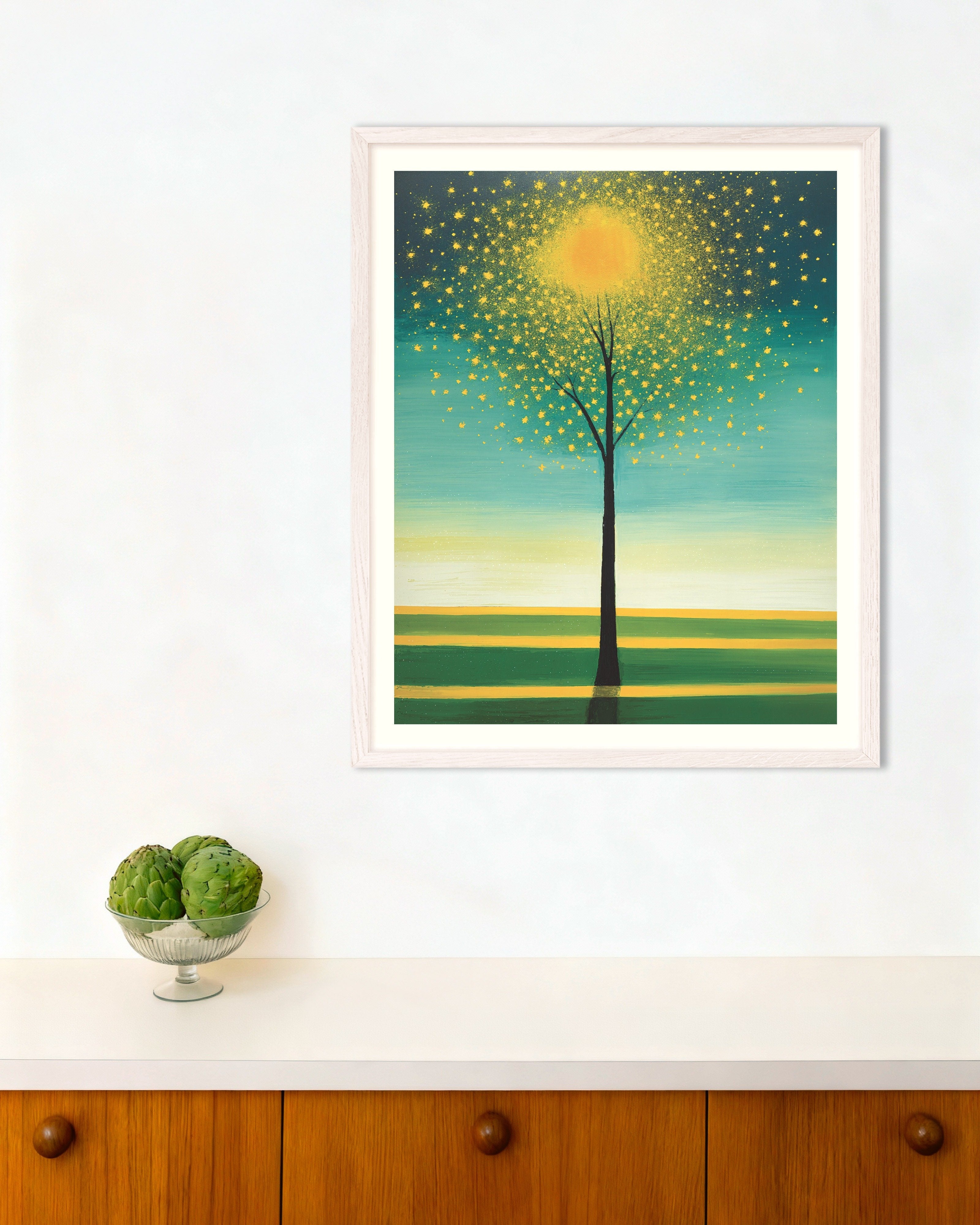 Poster of Abstract expressionism, magical tree - Poster, with white wooden frame