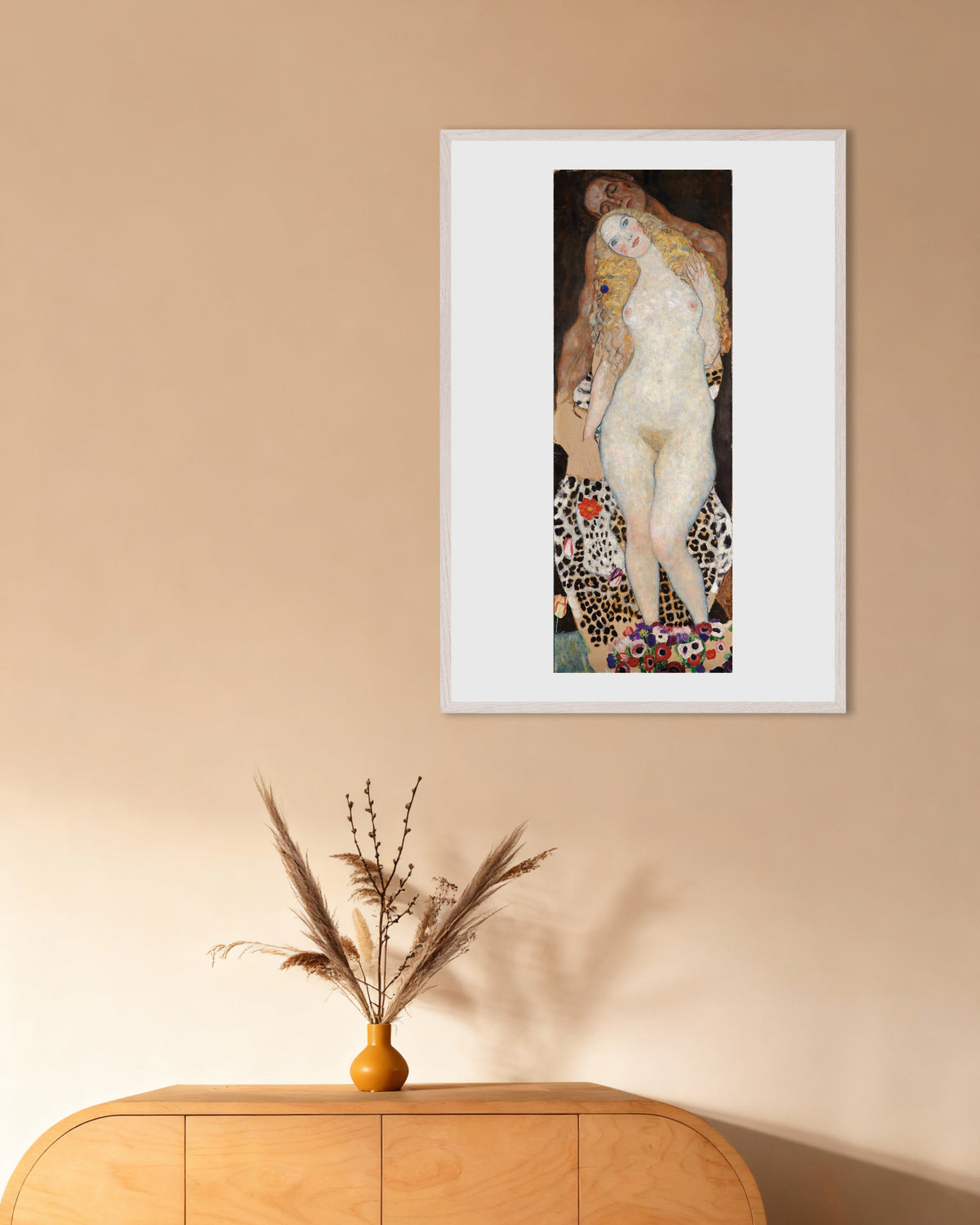 Plakat Adam i Ewa (1917–1918), Gustav Klimt, w białej drewnianej ramie