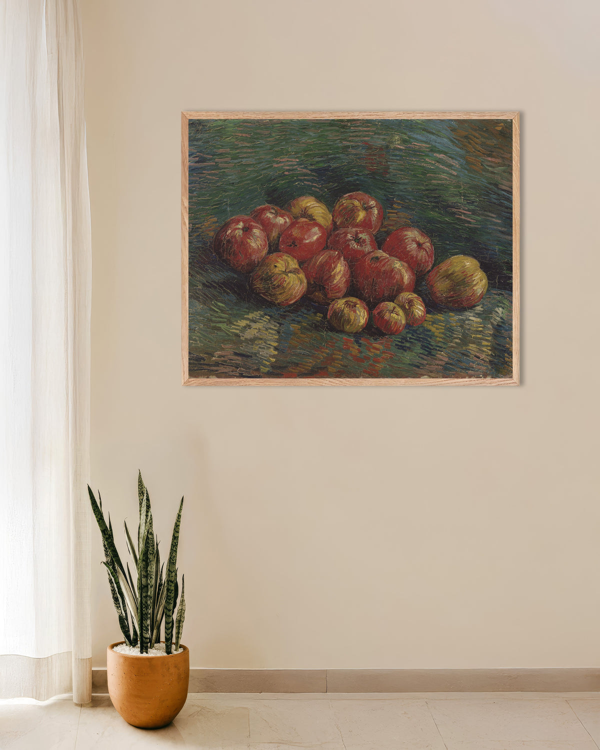 Plakat „Jabłka (1887) Vincenta van Gogha” w ramie z naturalnego drewna