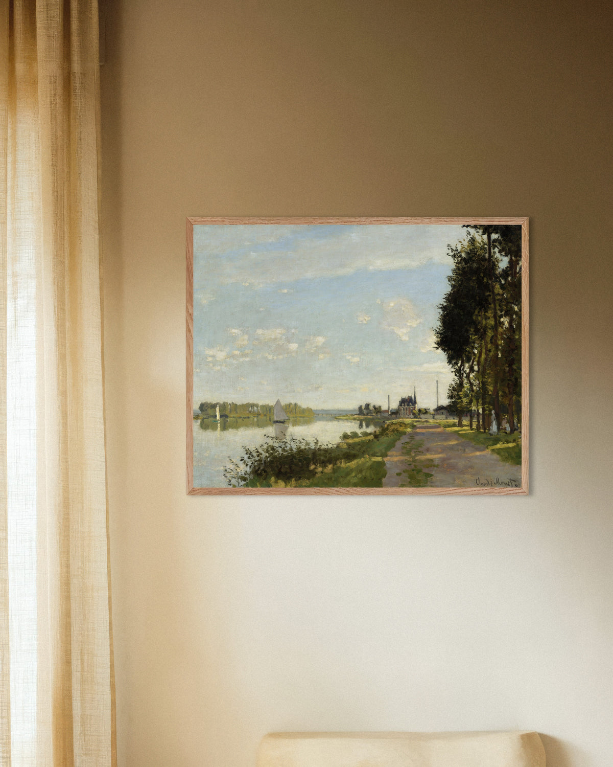 Plakat Argenteuil (ok. 1872), Claude Monet, w ramie z naturalnego drewna