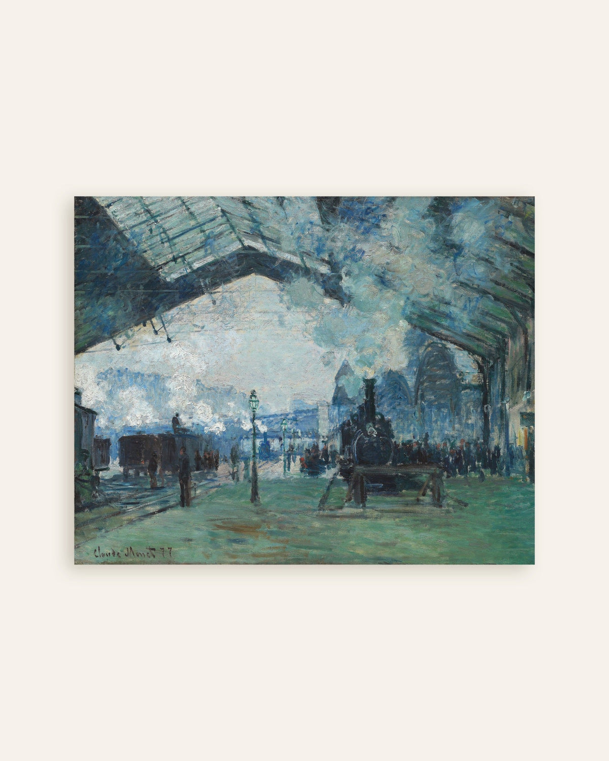 Plakat Przyjazd pociągu z Normandii, dworzec Saint-Lazare (1877), Claude Monet, miniatura