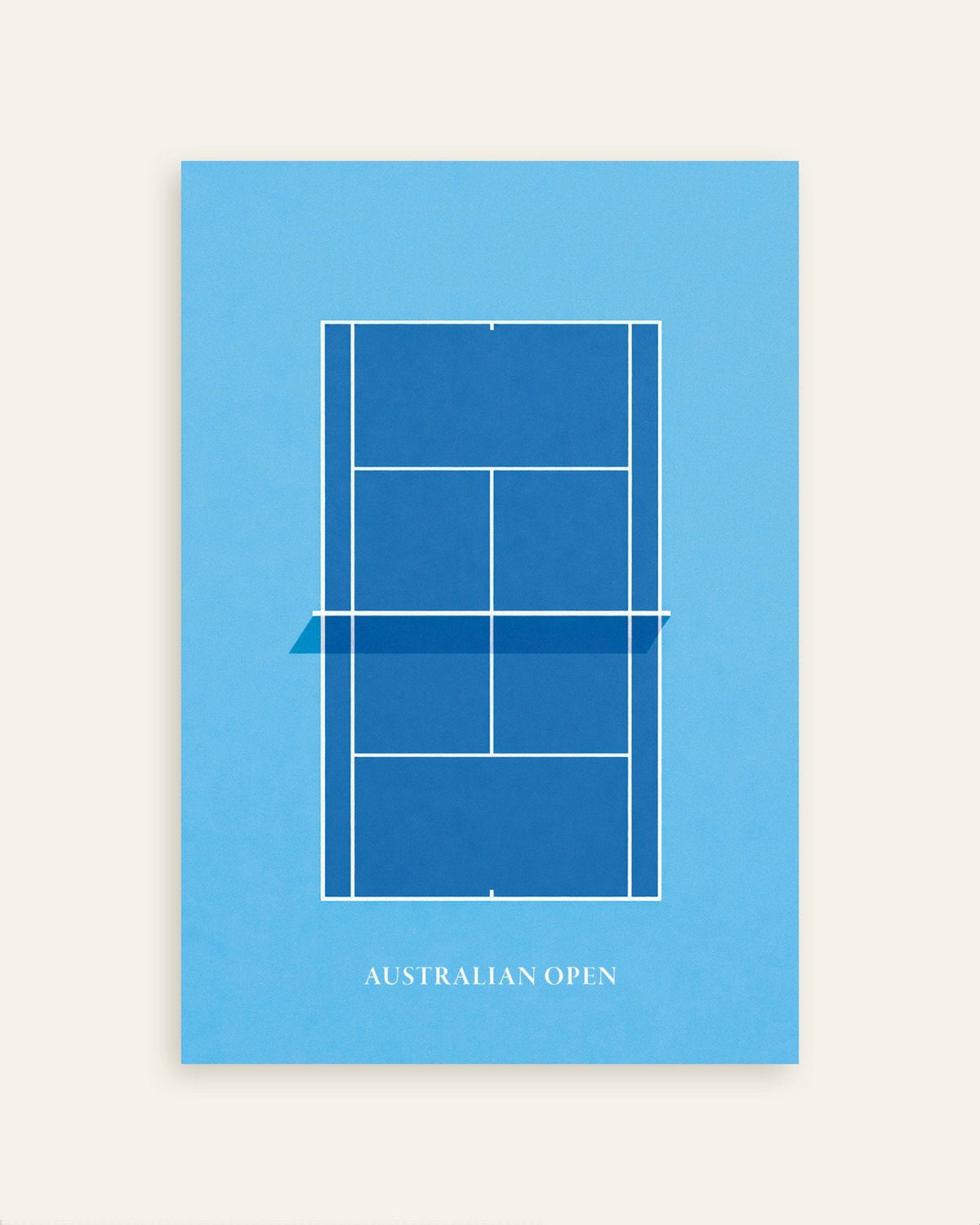Plakat tenisowy Australian Open – minimalistyczny plakat przedstawiający niebieski kort, miniatura