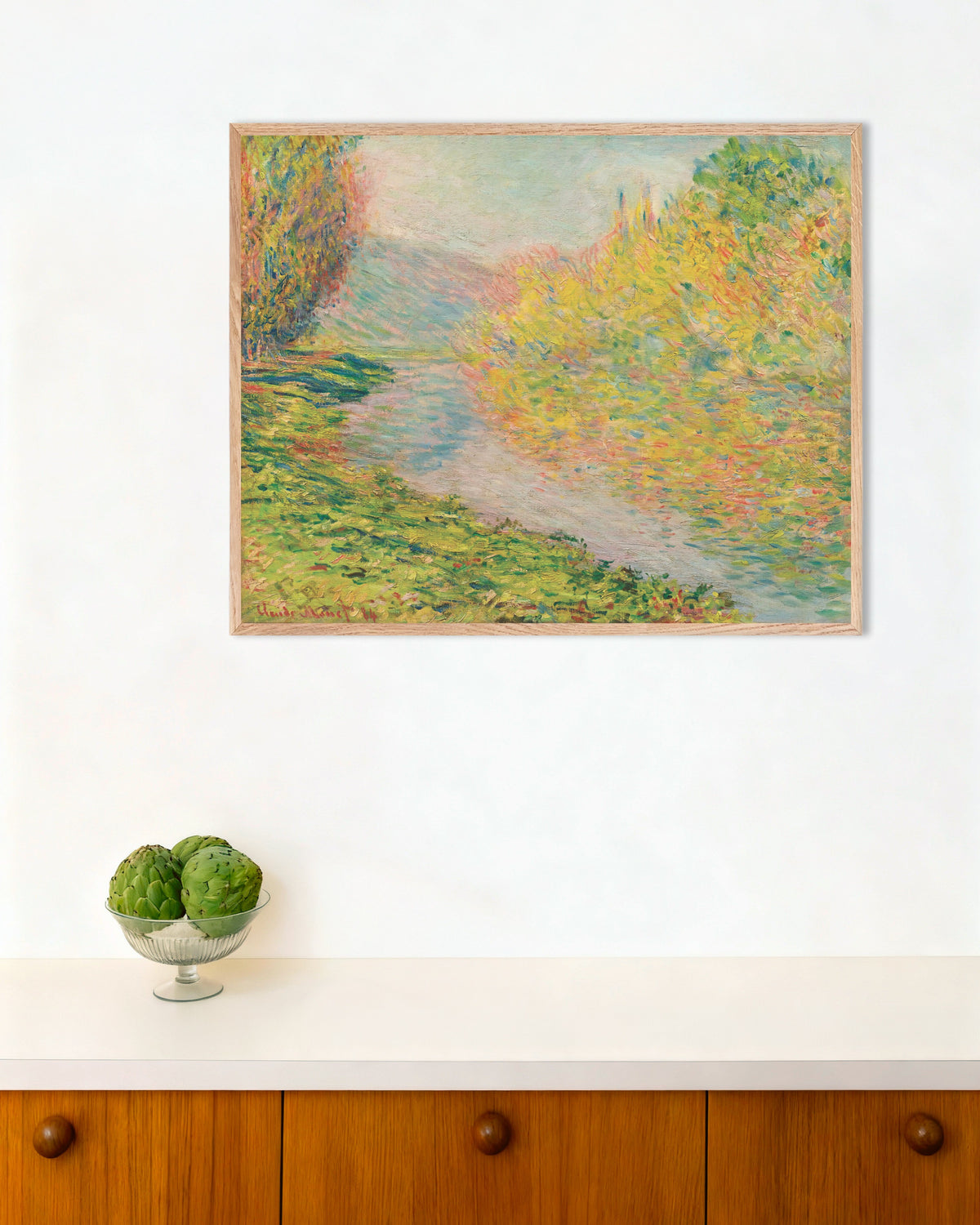 Plakat Jesień w Jeufosse (1884), Claude Monet, w ramie z naturalnego drewna