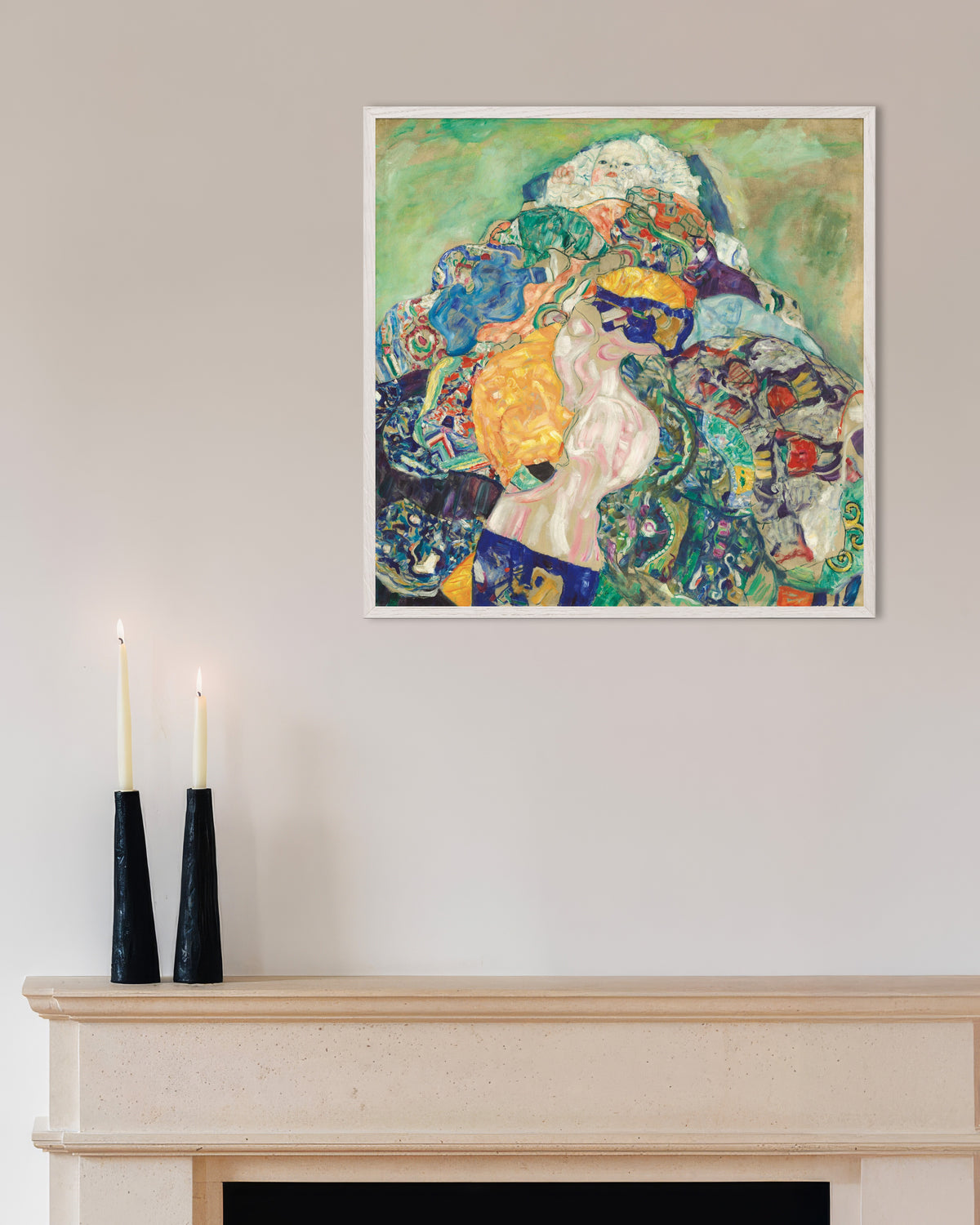 Plakat Niemowlę (Kołyska) (1917–1918), Gustav Klimt, w białej drewnianej ramie