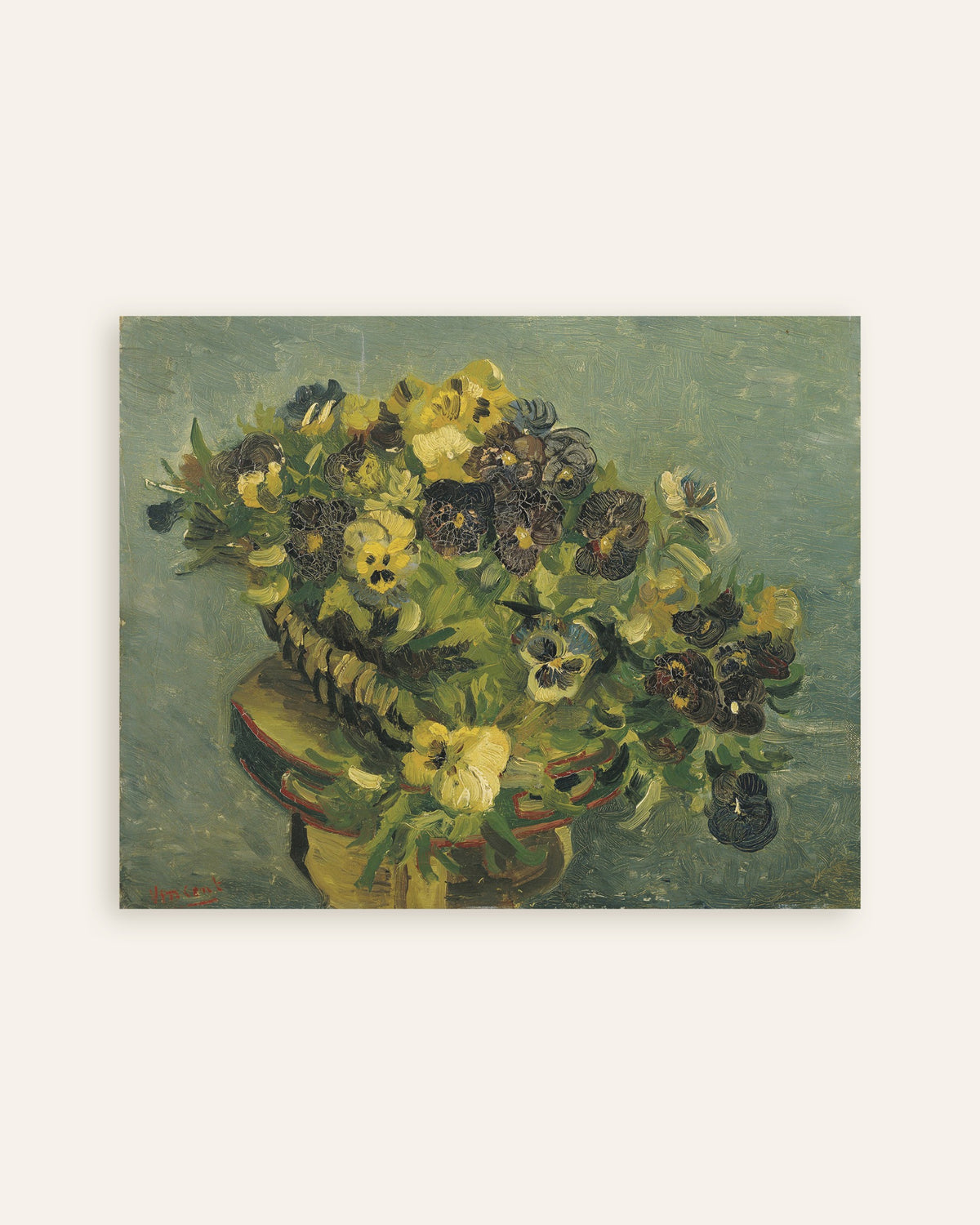 Plakat „Koszyk z bratkami na małym stoliku (1887), Vincent van Gogh”, miniatura