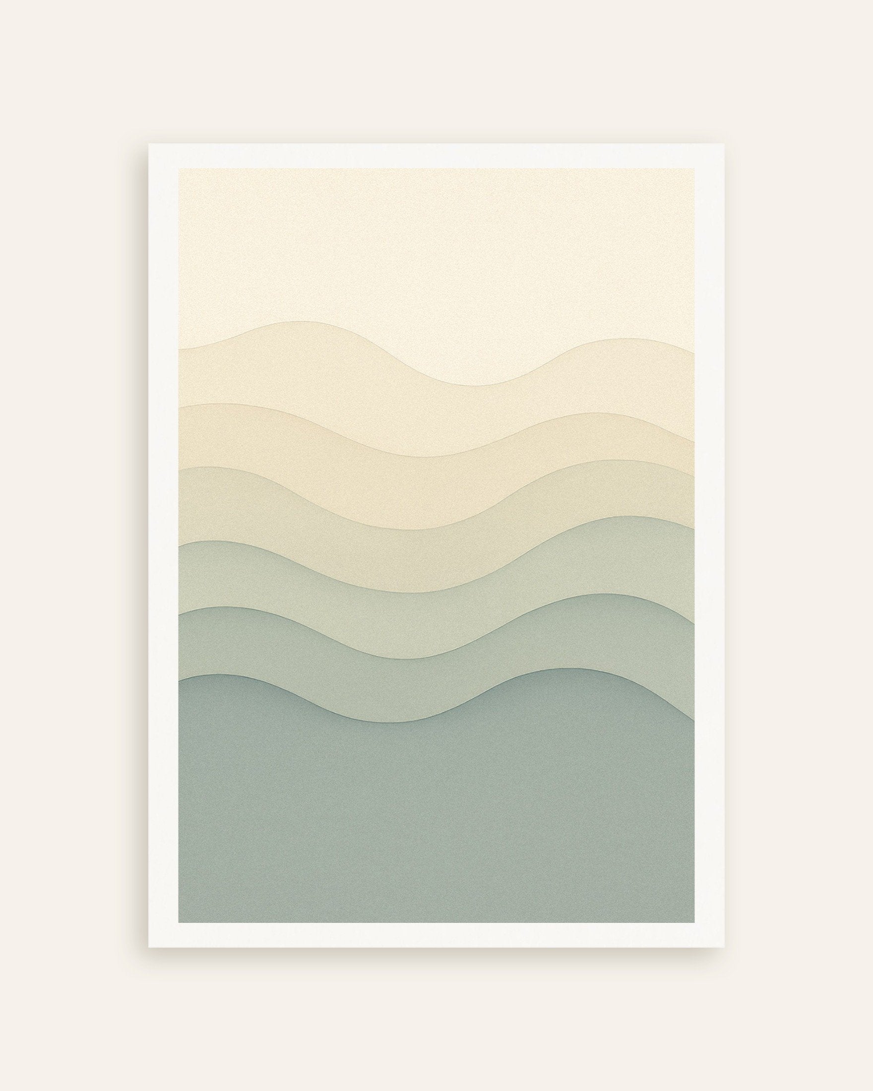 Poster of Beige and blue abstract waves print, thumbnail
