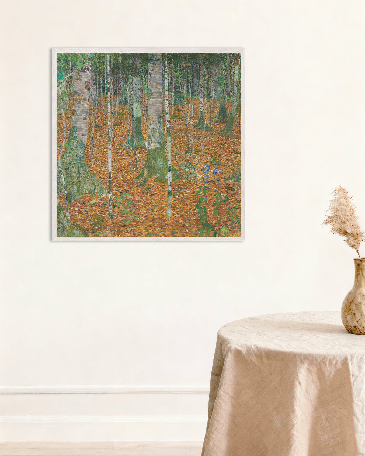 Plakat Las brzozowy (1903), Gustav Klimt, w białej drewnianej ramie