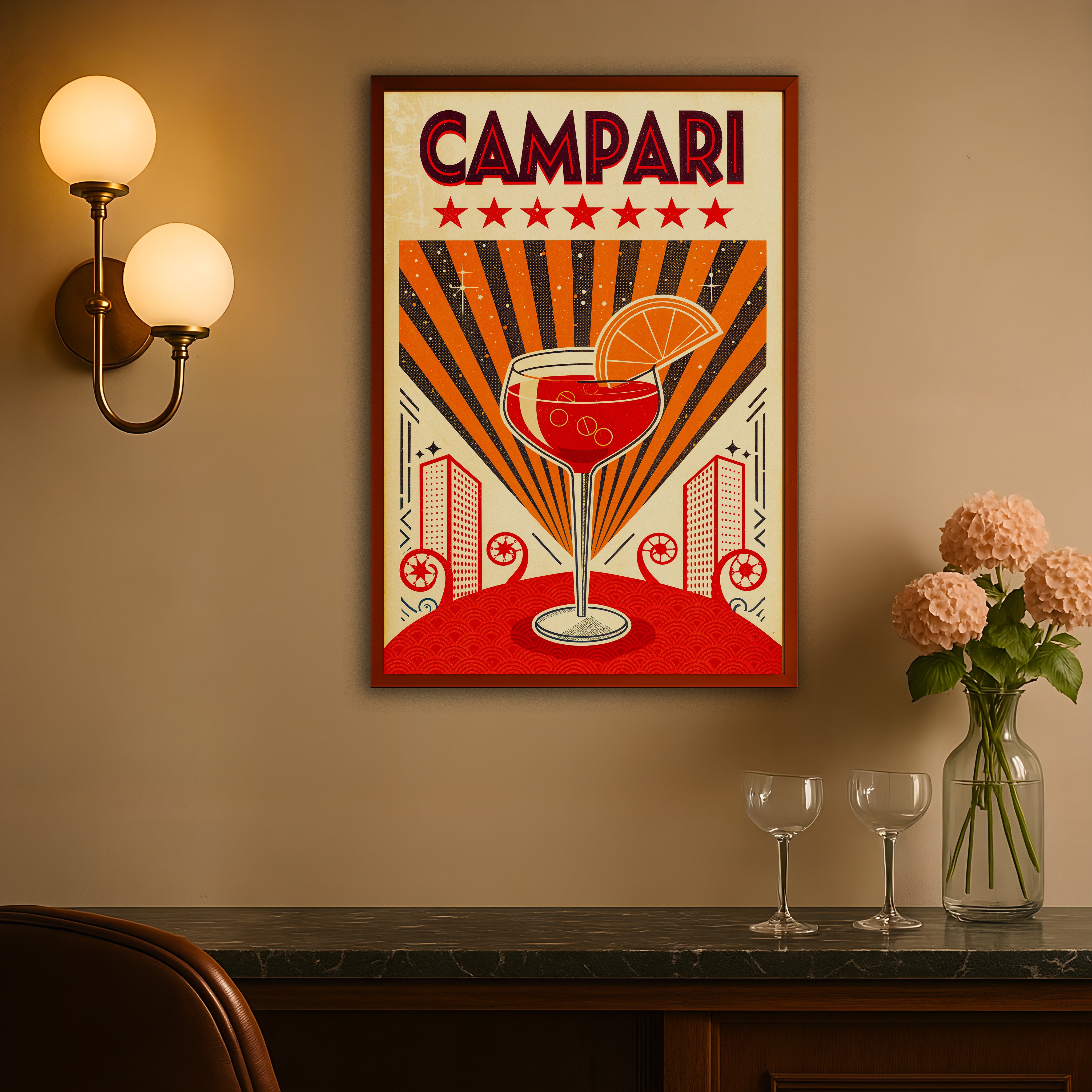 Campari Cocktail - Retro Aperitif Plakat