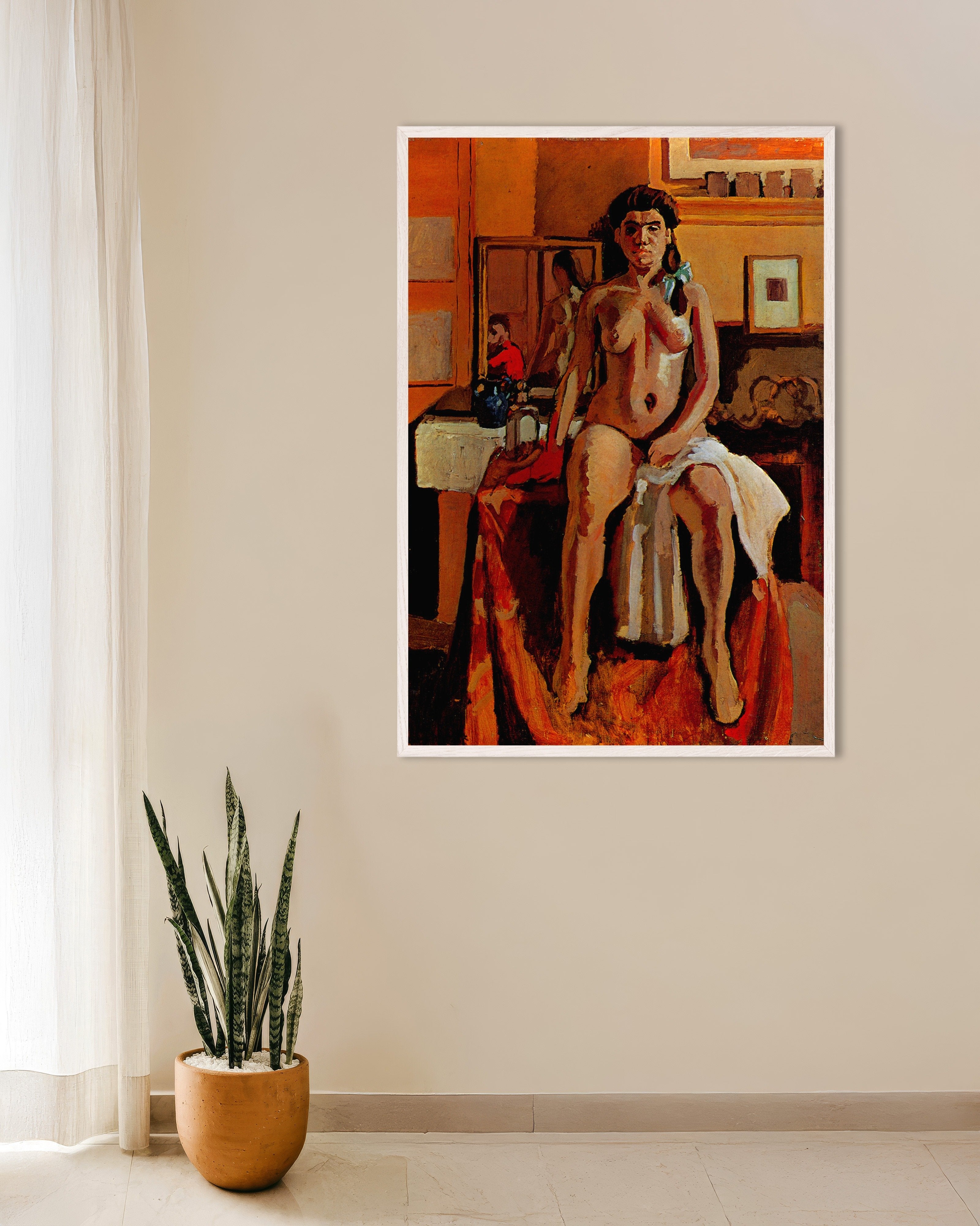 Poster of Carmelina (1903) by Henri Matisse, with white wooden frame