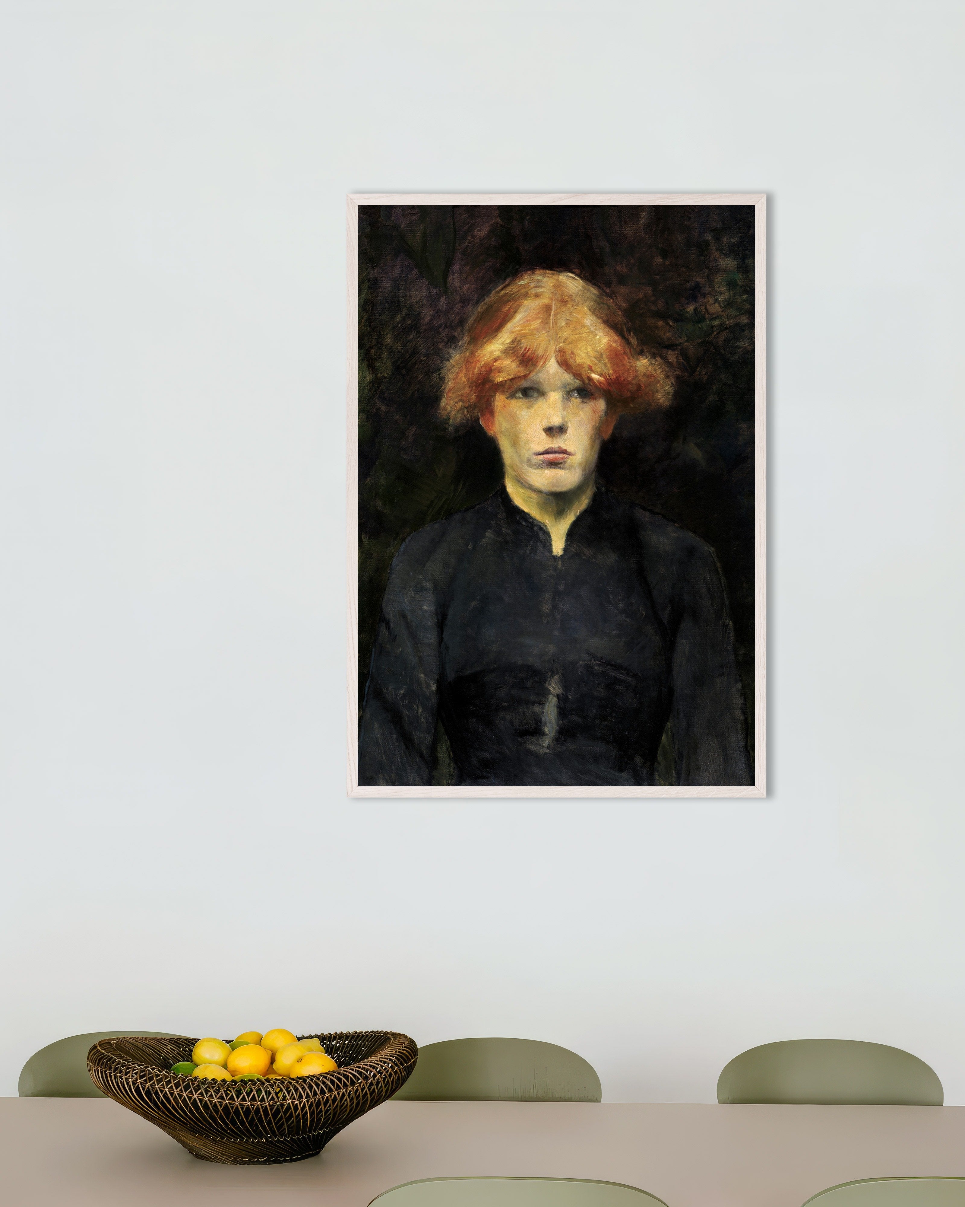 Poster of Carmen (ca. 1884) by Henri de Toulouse-Lautrec, with white wooden frame