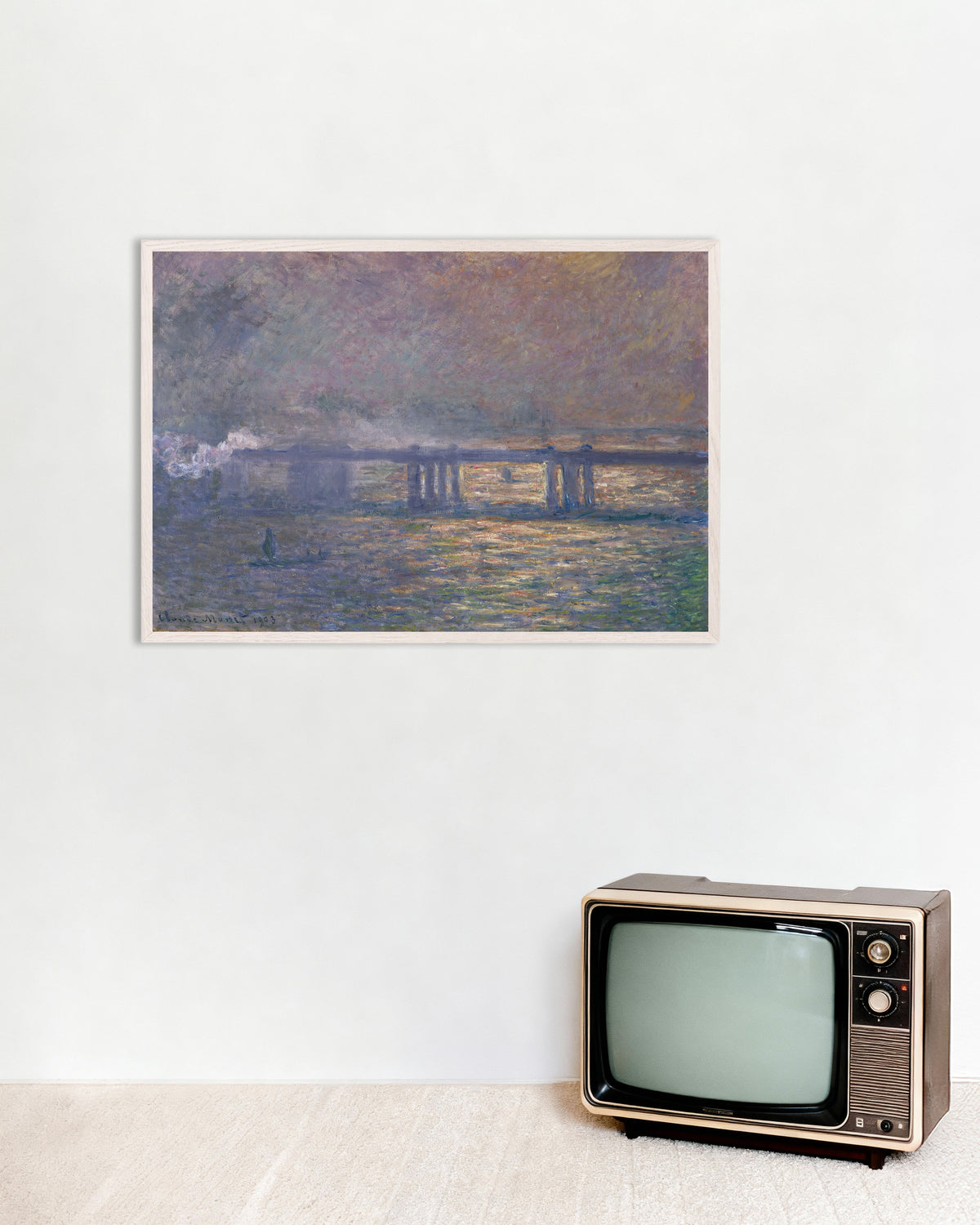 Plakat Most Charing Cross (1903), Claude Monet, w białej drewnianej ramie