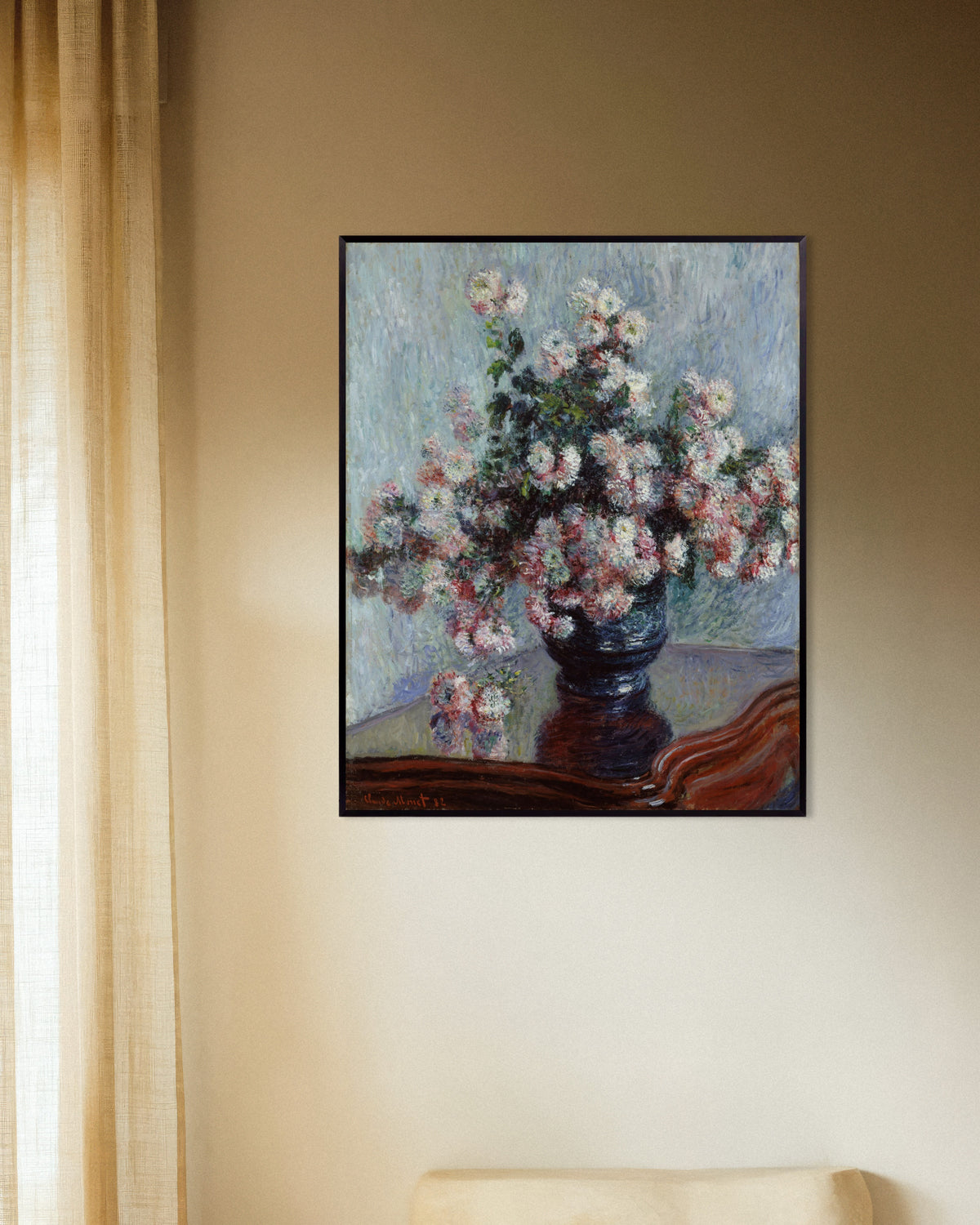 Plakat Chryzantemy (1882), Claude Monet, w metalowej ramie