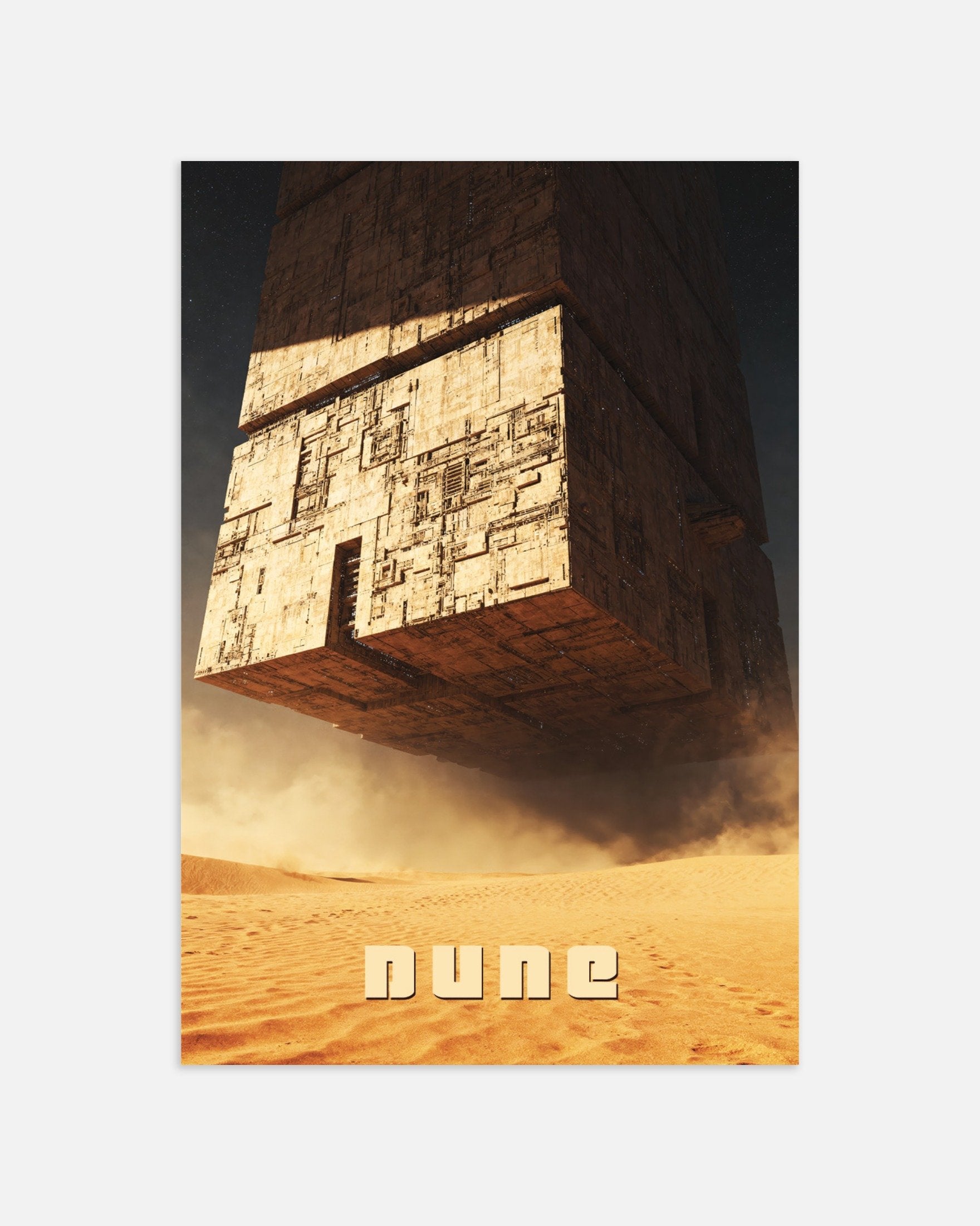 Poster of Colossal Desert Cube, Dune, Sci-Fi Megastructure Art Print, thumbnail