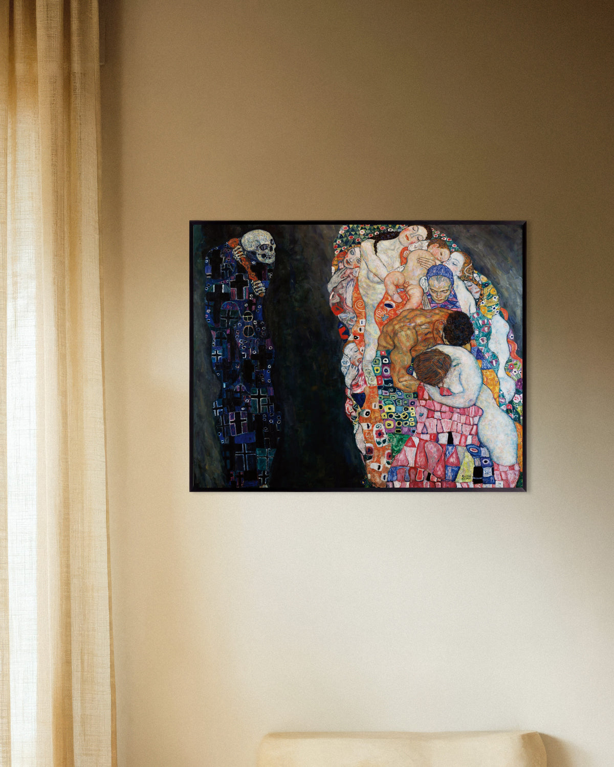 Plakat „Życie i śmierć (1910–1915), Gustav Klimt” w metalowej ramie