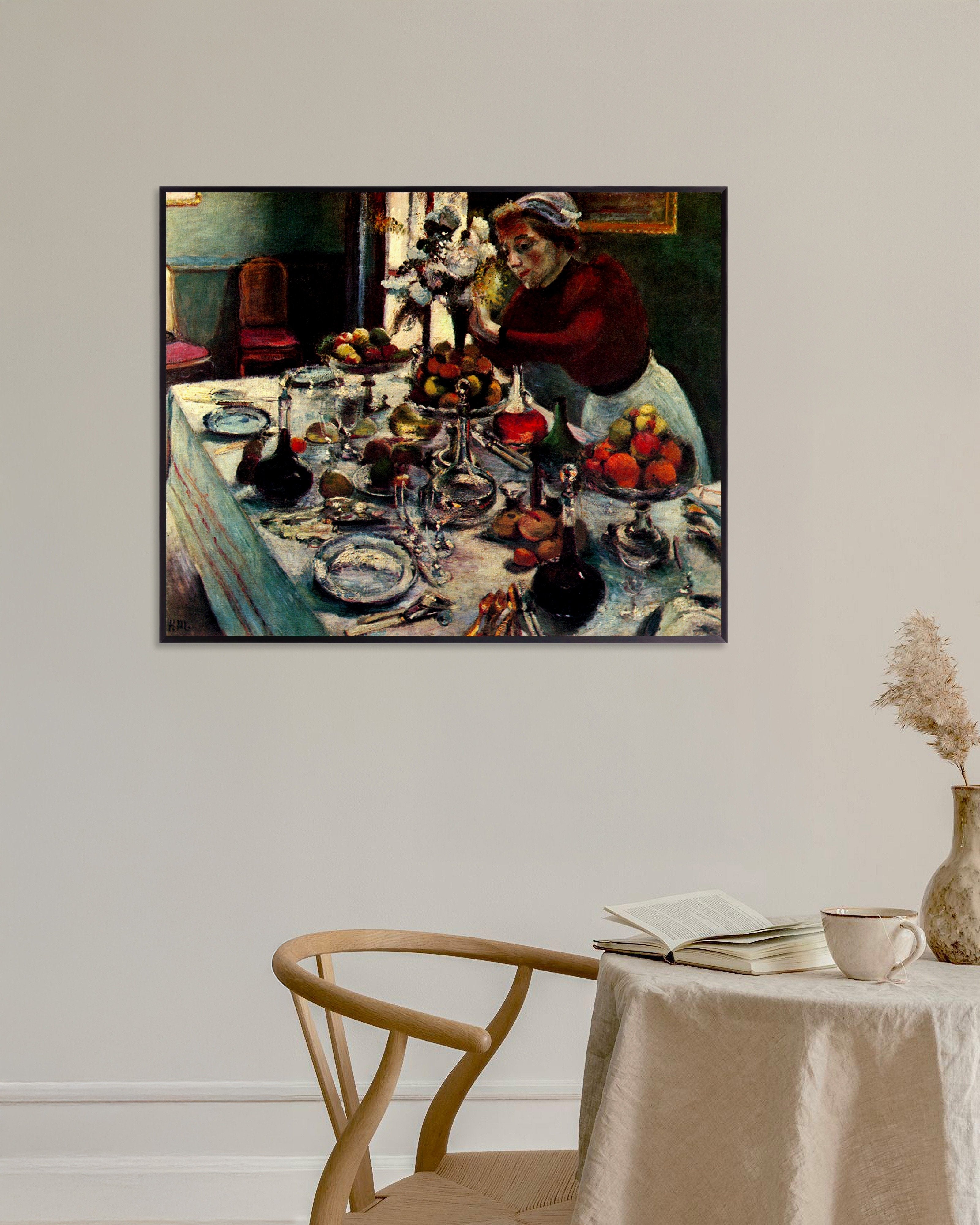 Poster of Dinner table (1897) by Henri Matisse, with metal frame