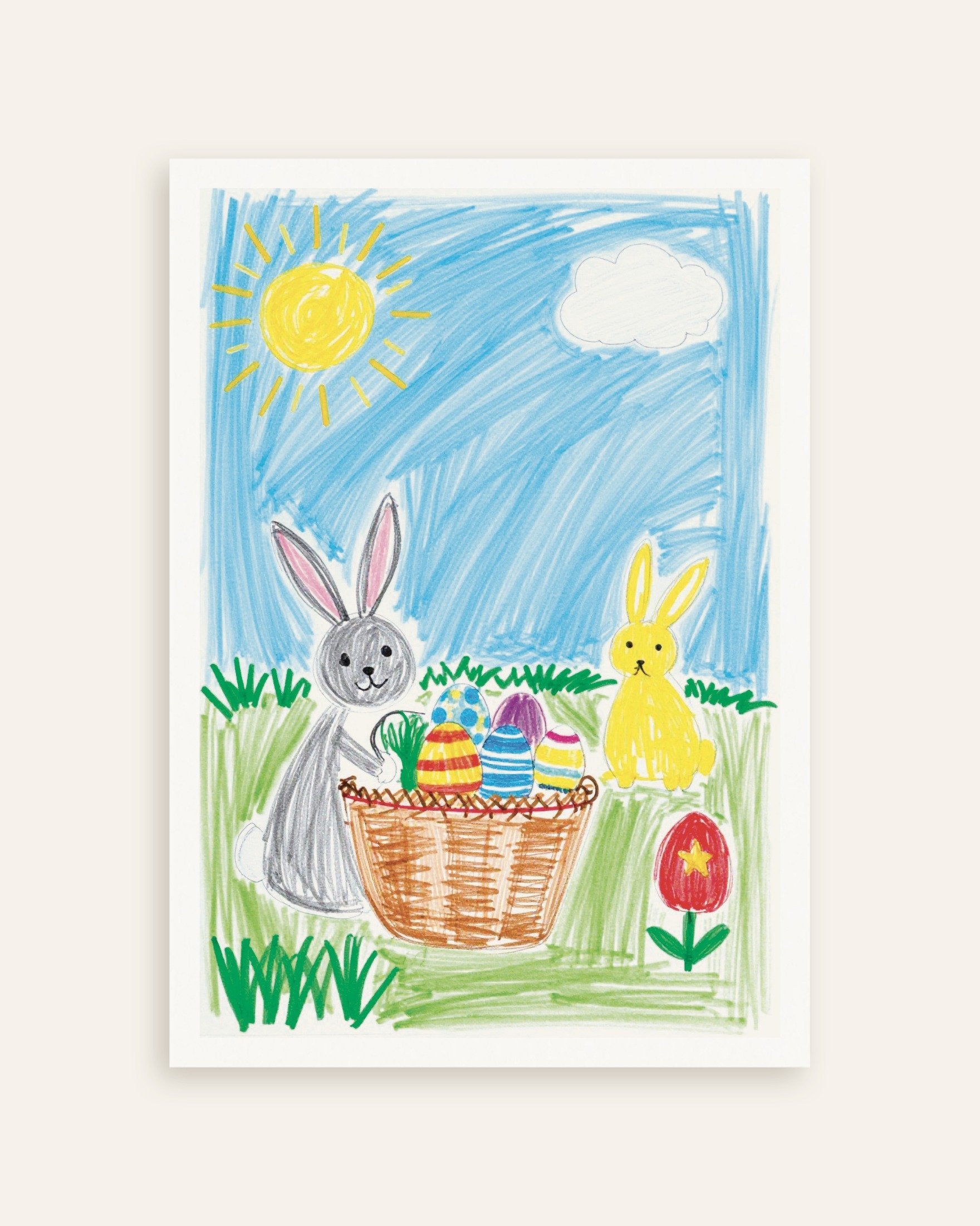 Poster of Easter Bunny Basket – Crayon Style Poster, thumbnail