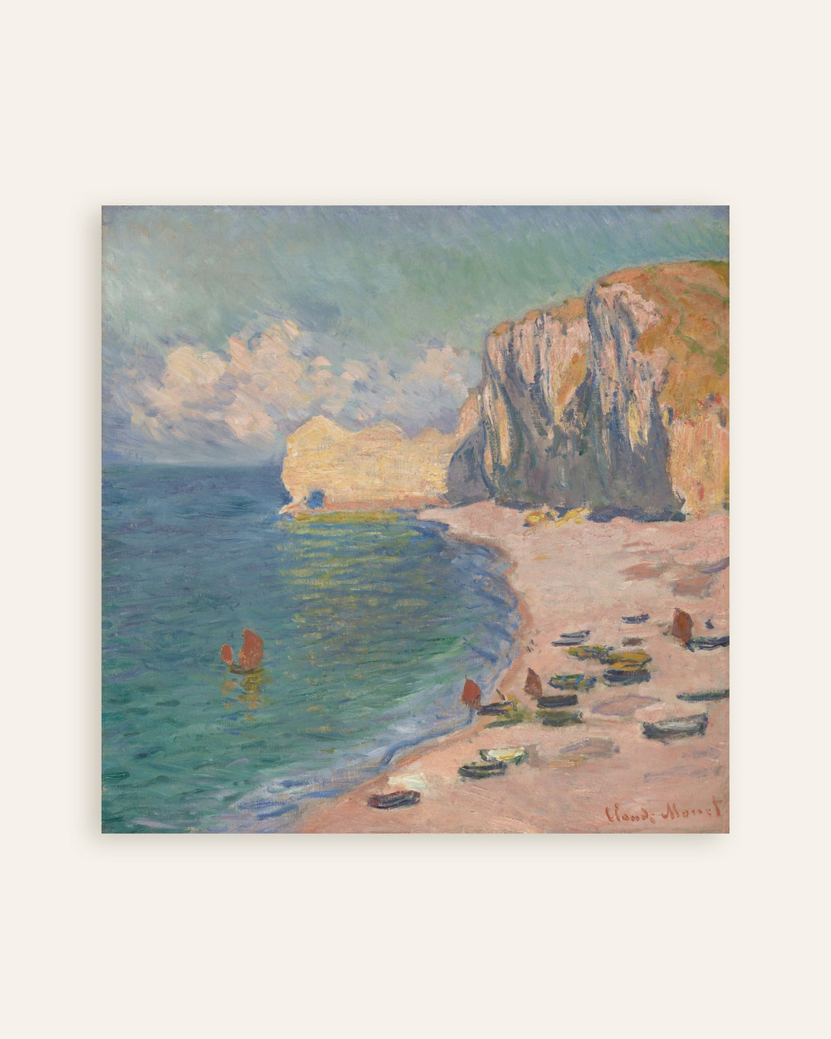 Plakat Étretat, plaża i klif Amont (1885), Claude Monet, miniatura